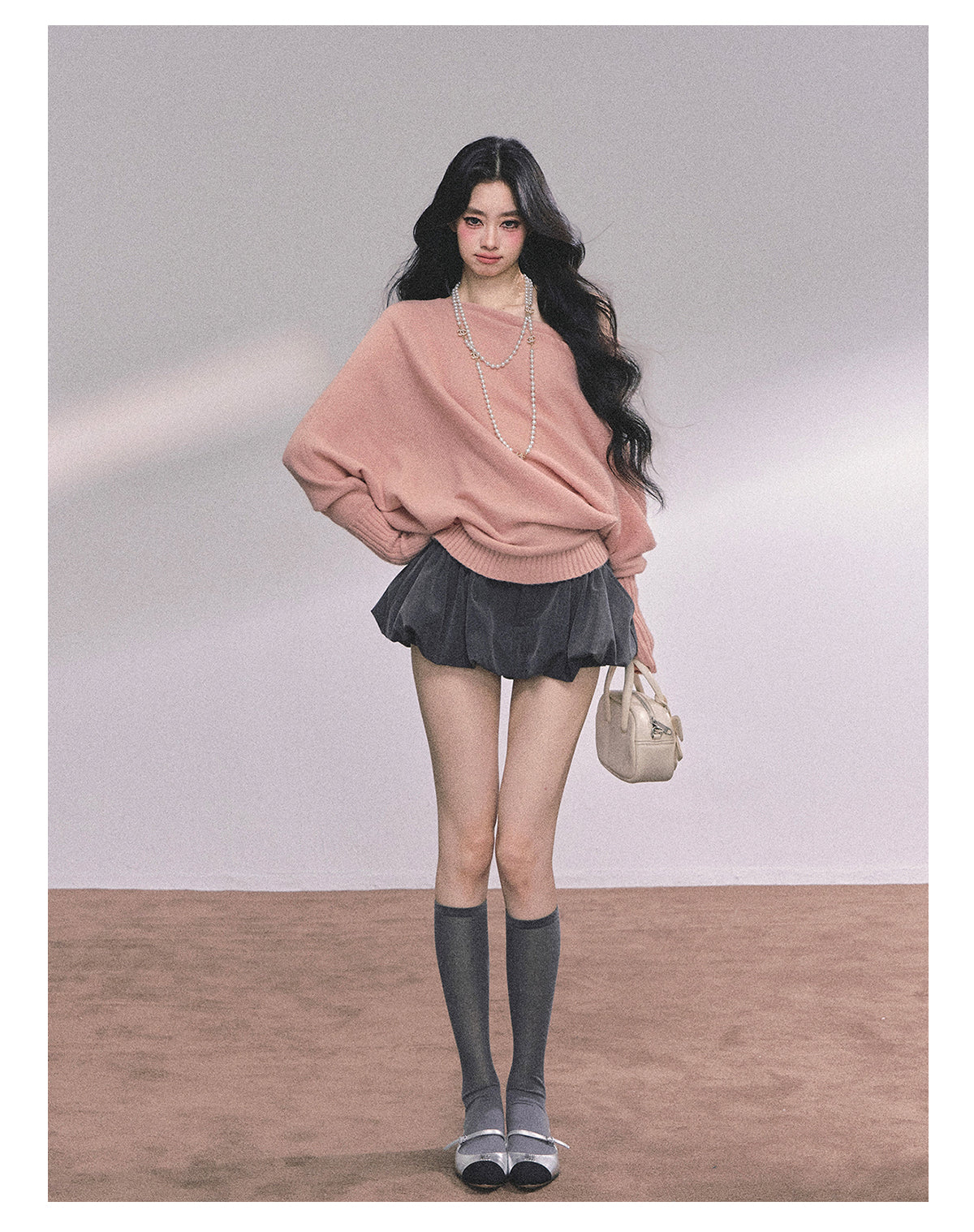ShaoYeYan Minimalist Chic Off-Shoulder Loose Fit Sweater