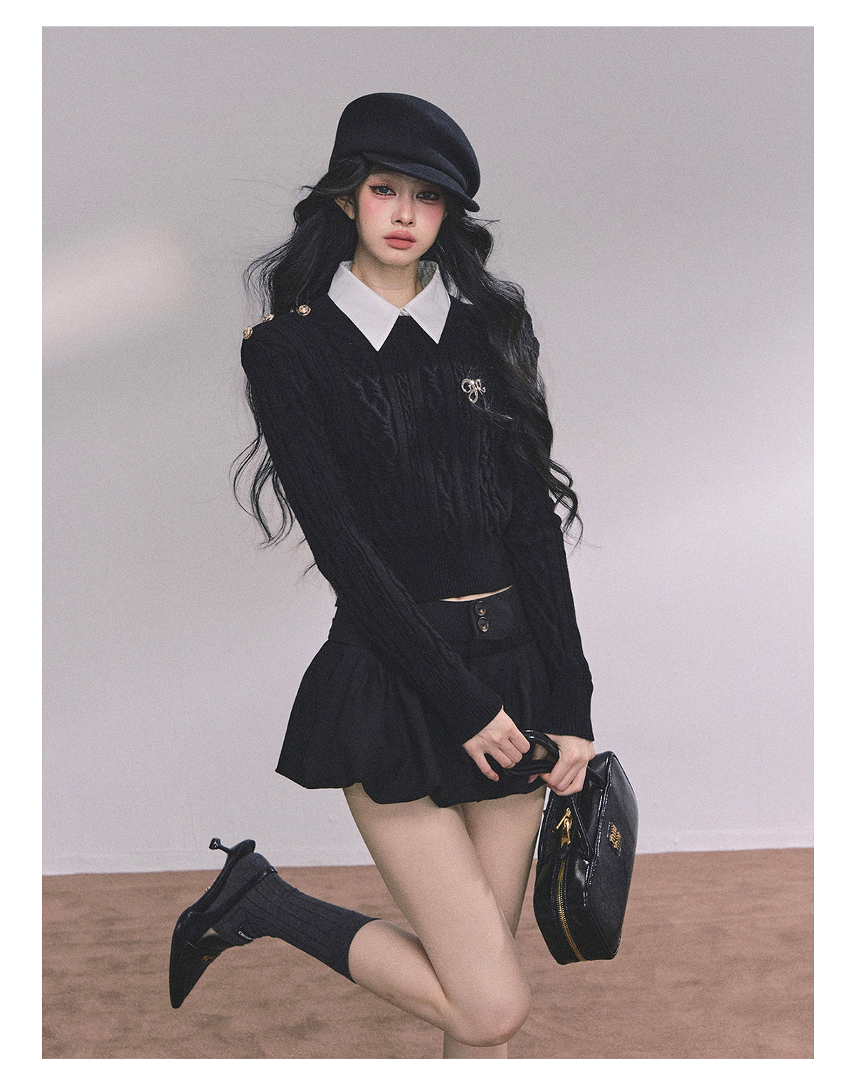 ShaoYeYan Intellectual Aesthetic Fake Two-Layer Knit Sweater