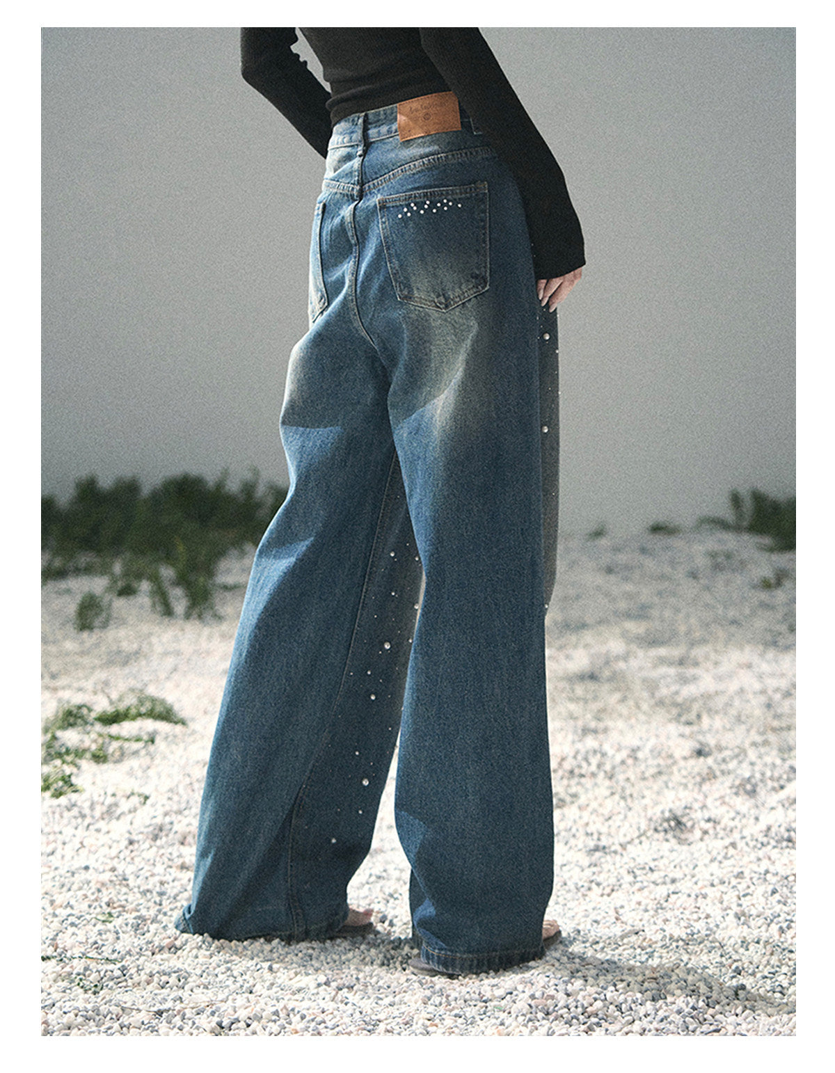 ShaoYeYan Aomalm Blue Note Stardust Embellished Straight Jeans