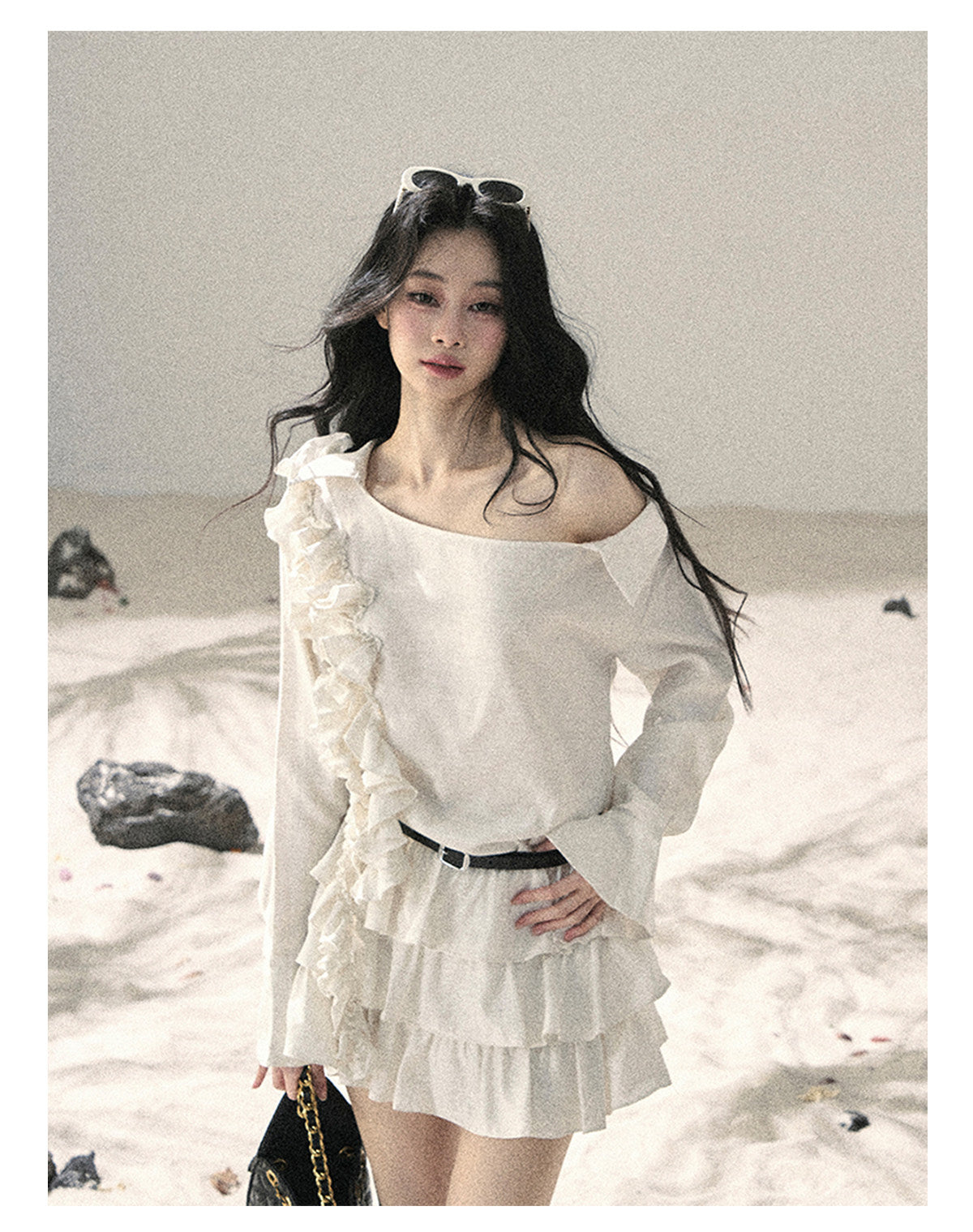 ShaoYeYan Aomalm Early Summer Lotus Petal French Ruffle Off-Shoulder Dress