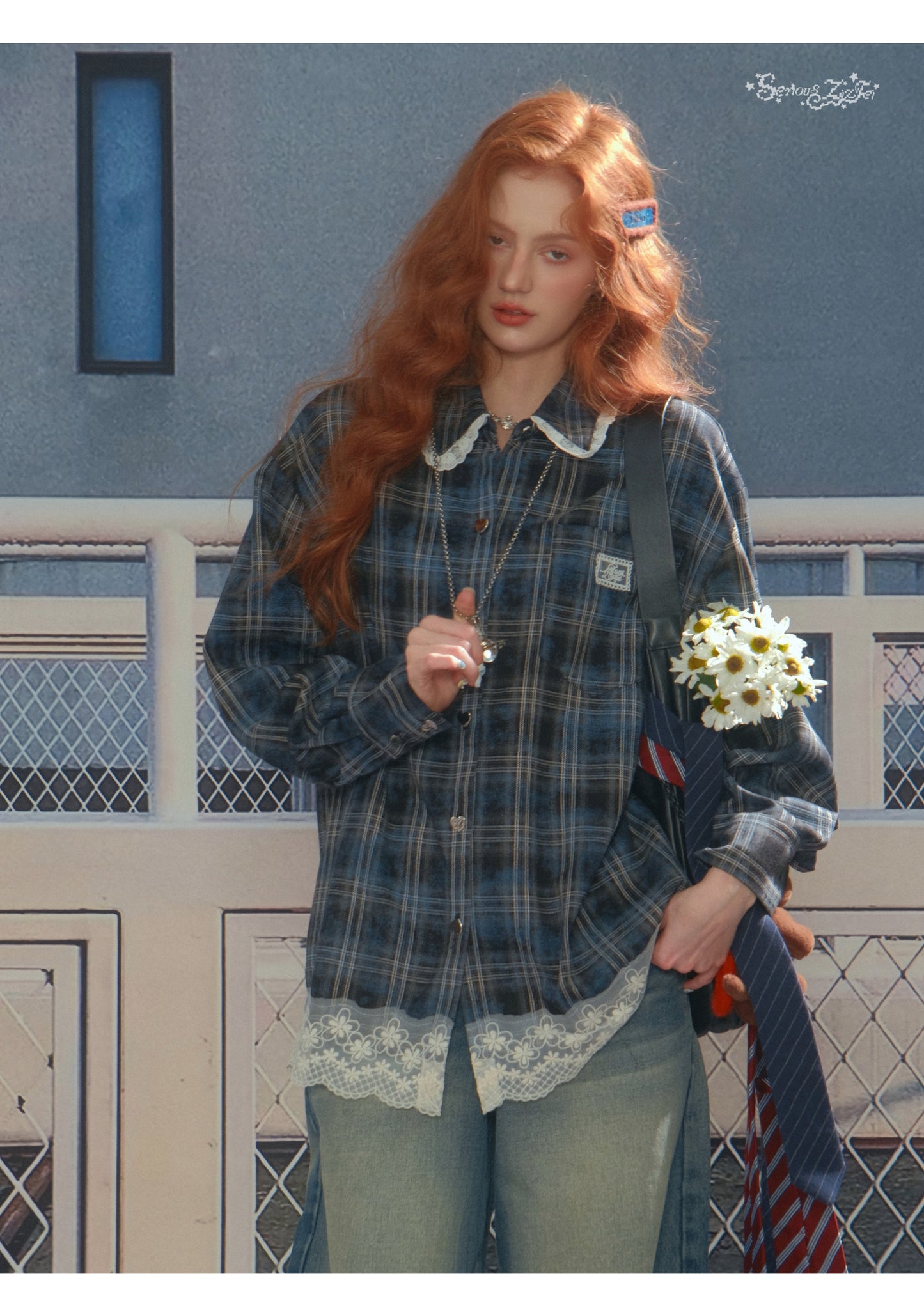 ZiziFei "Retro Sweetheart" Lace Trim Shirt