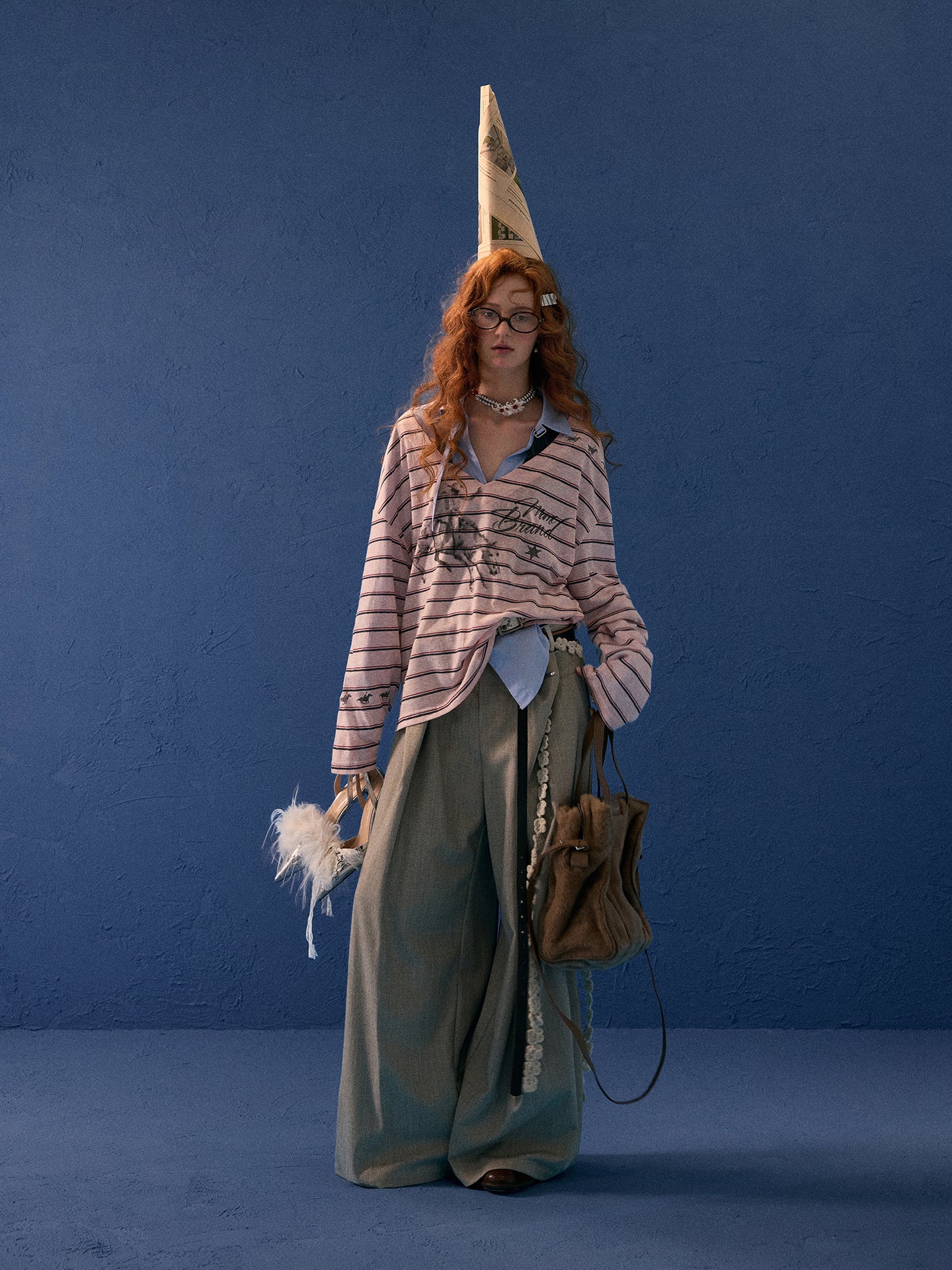 MAMC Oversized V-Neck Striped Tee