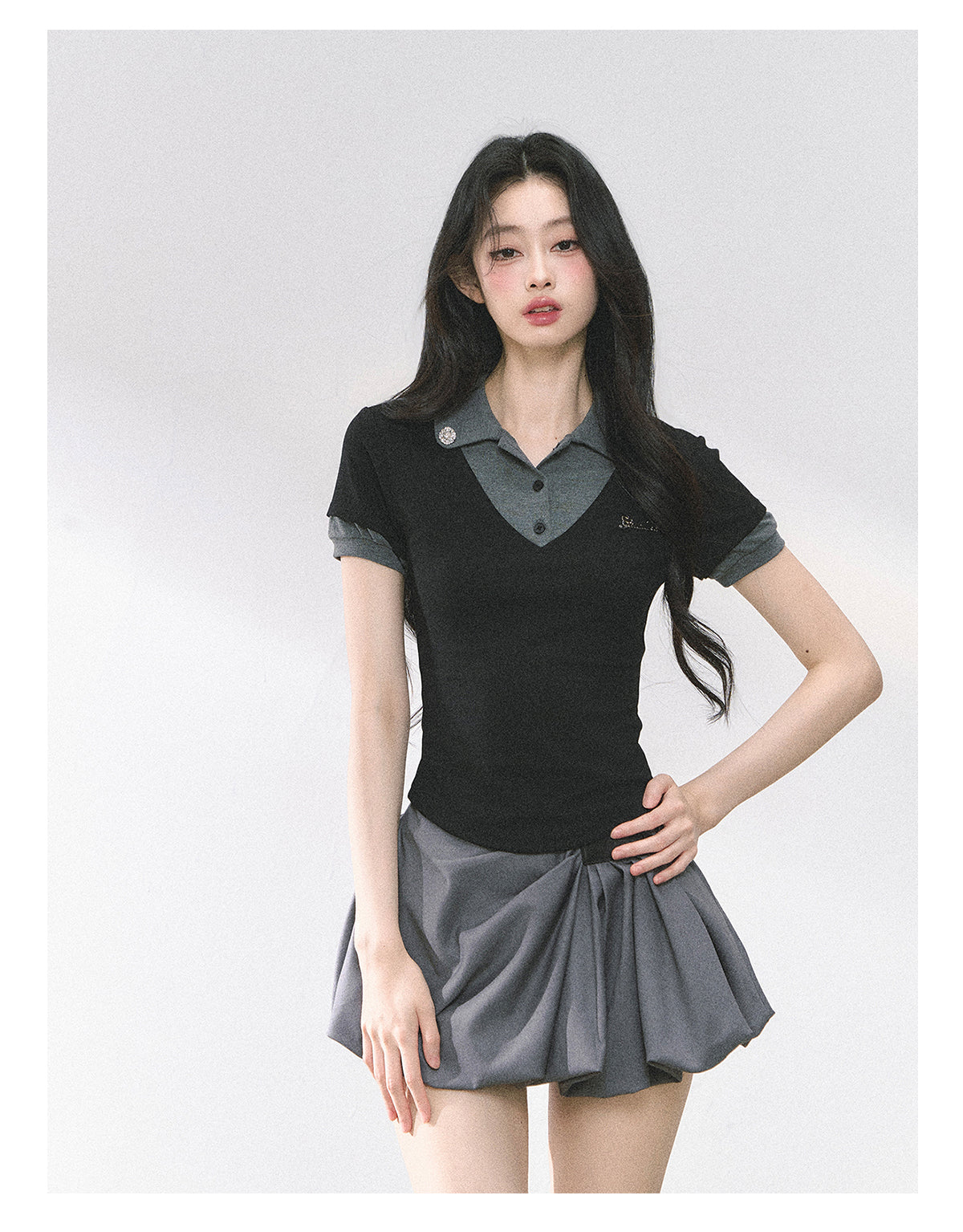 SHAOYEYAN American Style Mock Two-Layer Tee