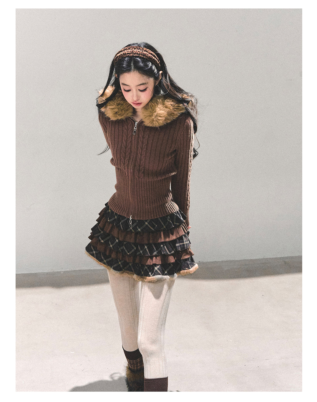 ShaoYeYan Lost Sunset Korean Hooded Knit Cardigan