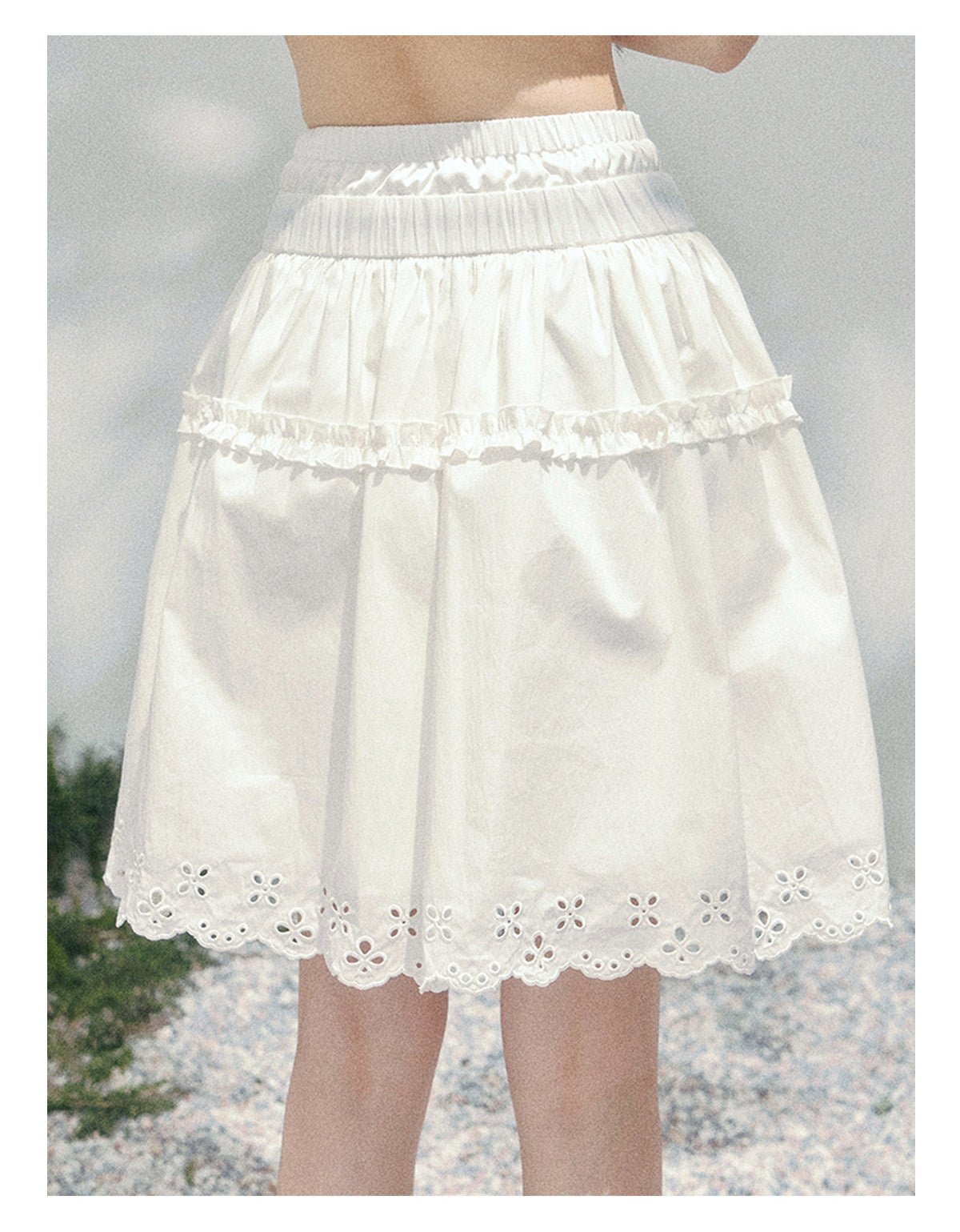 ShaoYeYan Aomalm Spring Field Skirt French White Midi Skirt