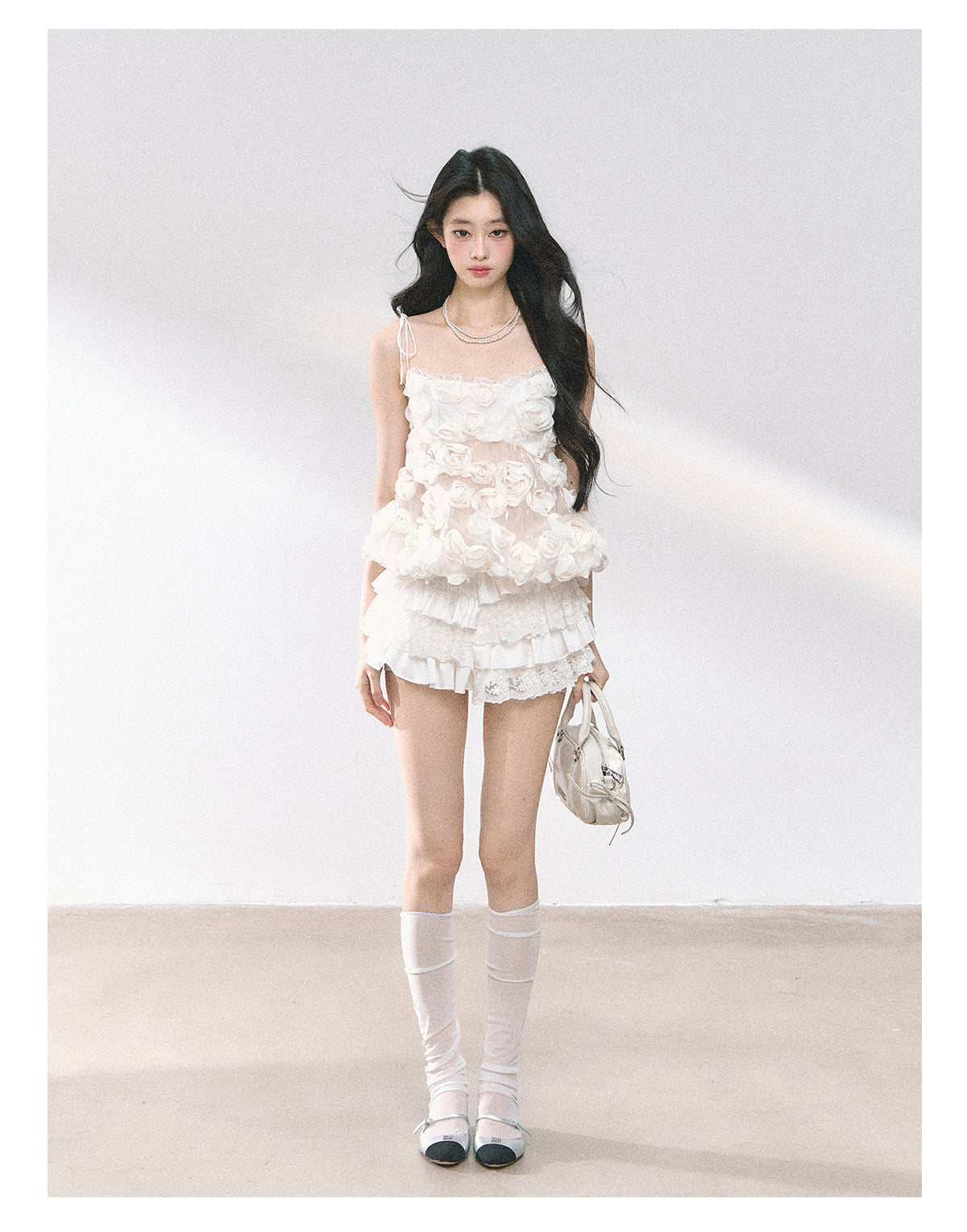 SHAOYEYAN French Lace Tiered Mini Skirt