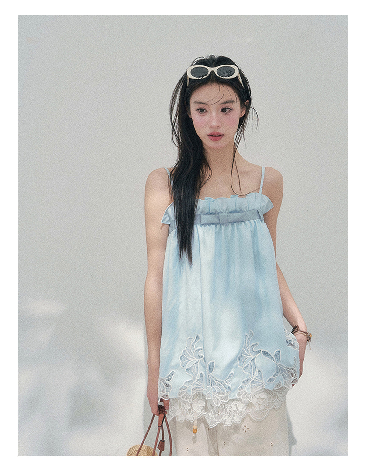 ShaoYeYan Aomalm Summer Like a Bouquet Off-Shoulder French Lace Cami