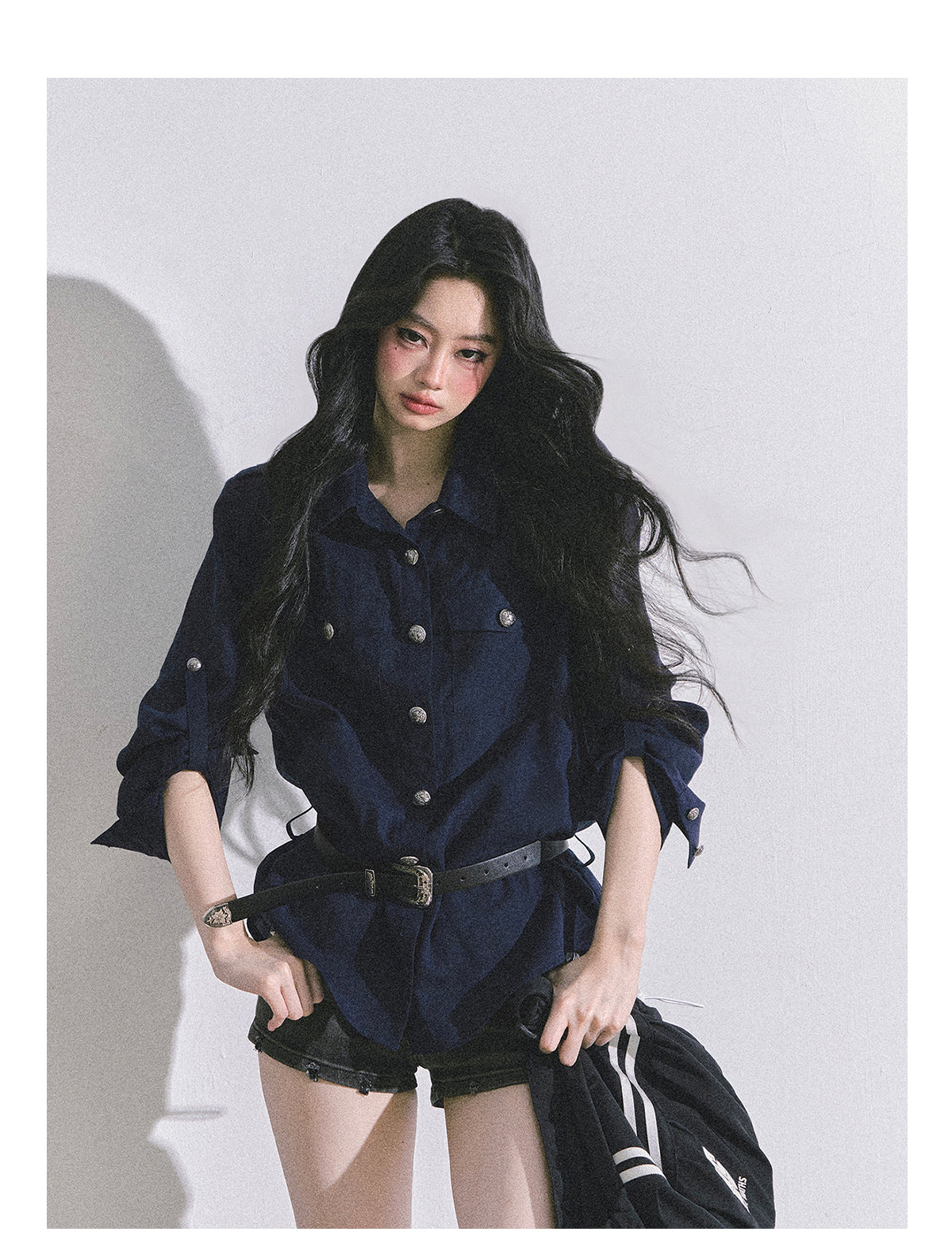 SHAOYEYAN Classic Basic Blouse (with shoulder pads and belt)