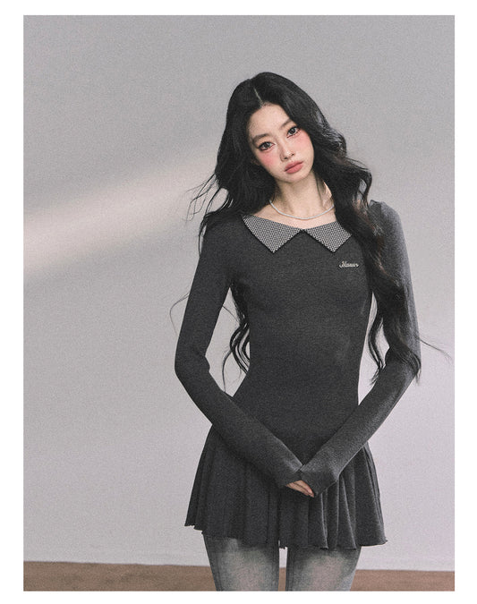 ShaoYeYan Roxton Grey Fake Two-Piece T-Shirt Dress