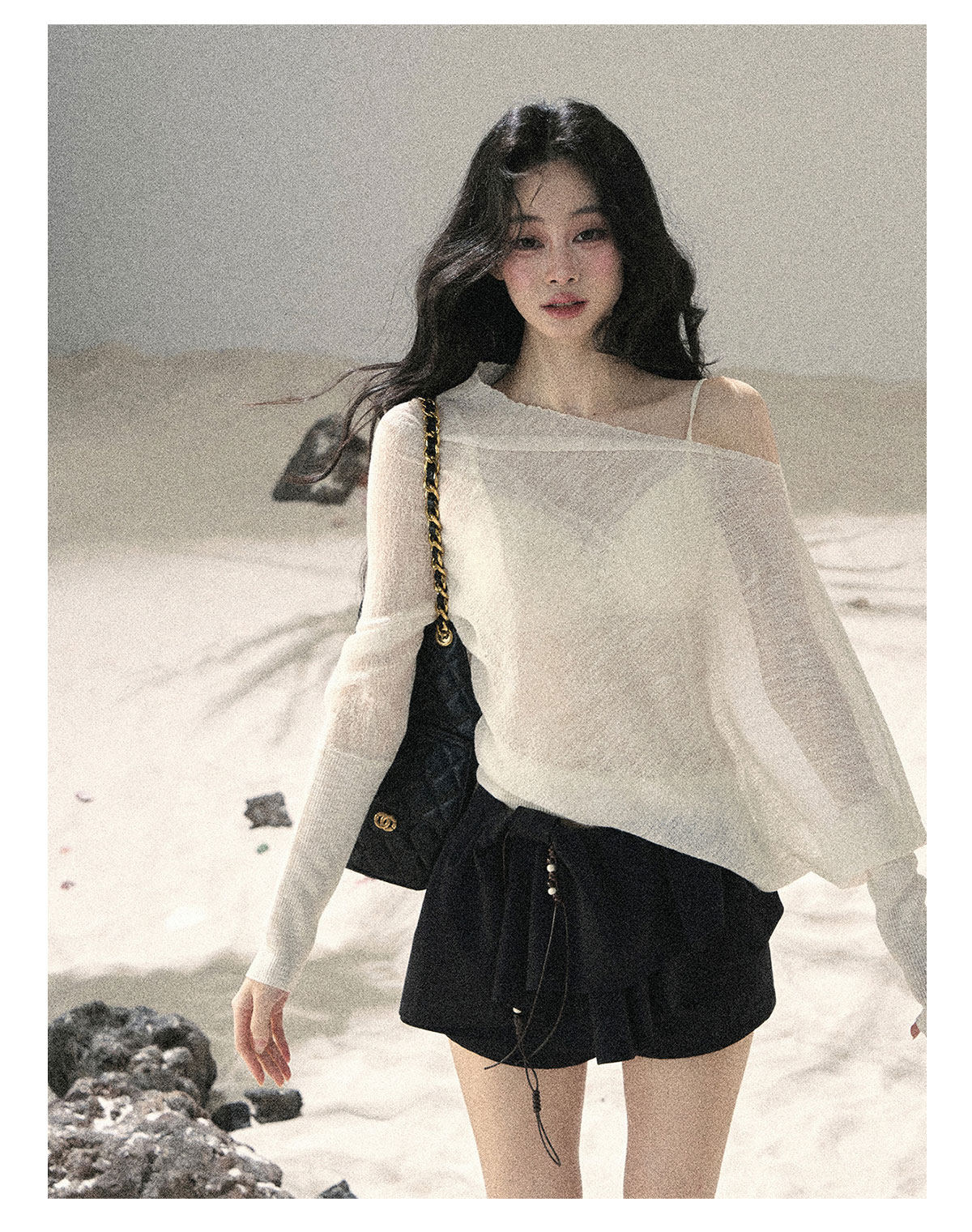ShaoYeYan Aomalm Misty Veil Sheer Off-Shoulder Sun Cover-Up