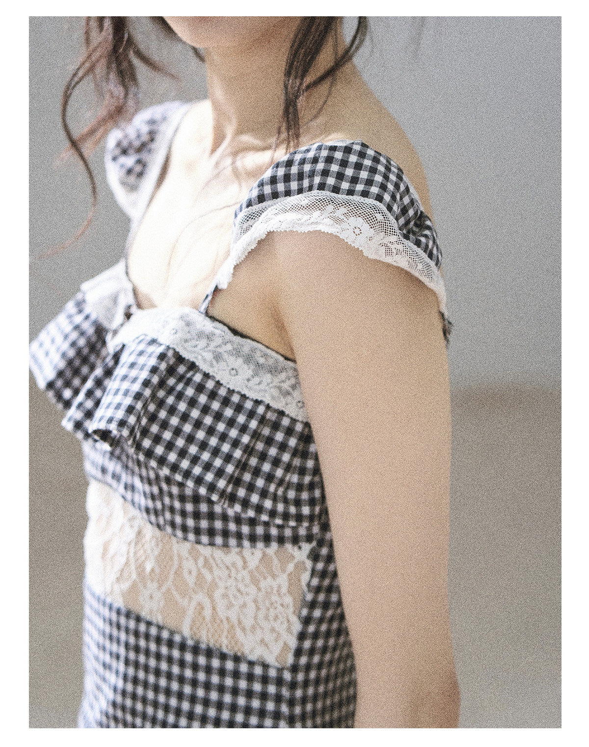 ShaoYeYan Aomalm She in Old Film Frames French Lace Plaid Dress
