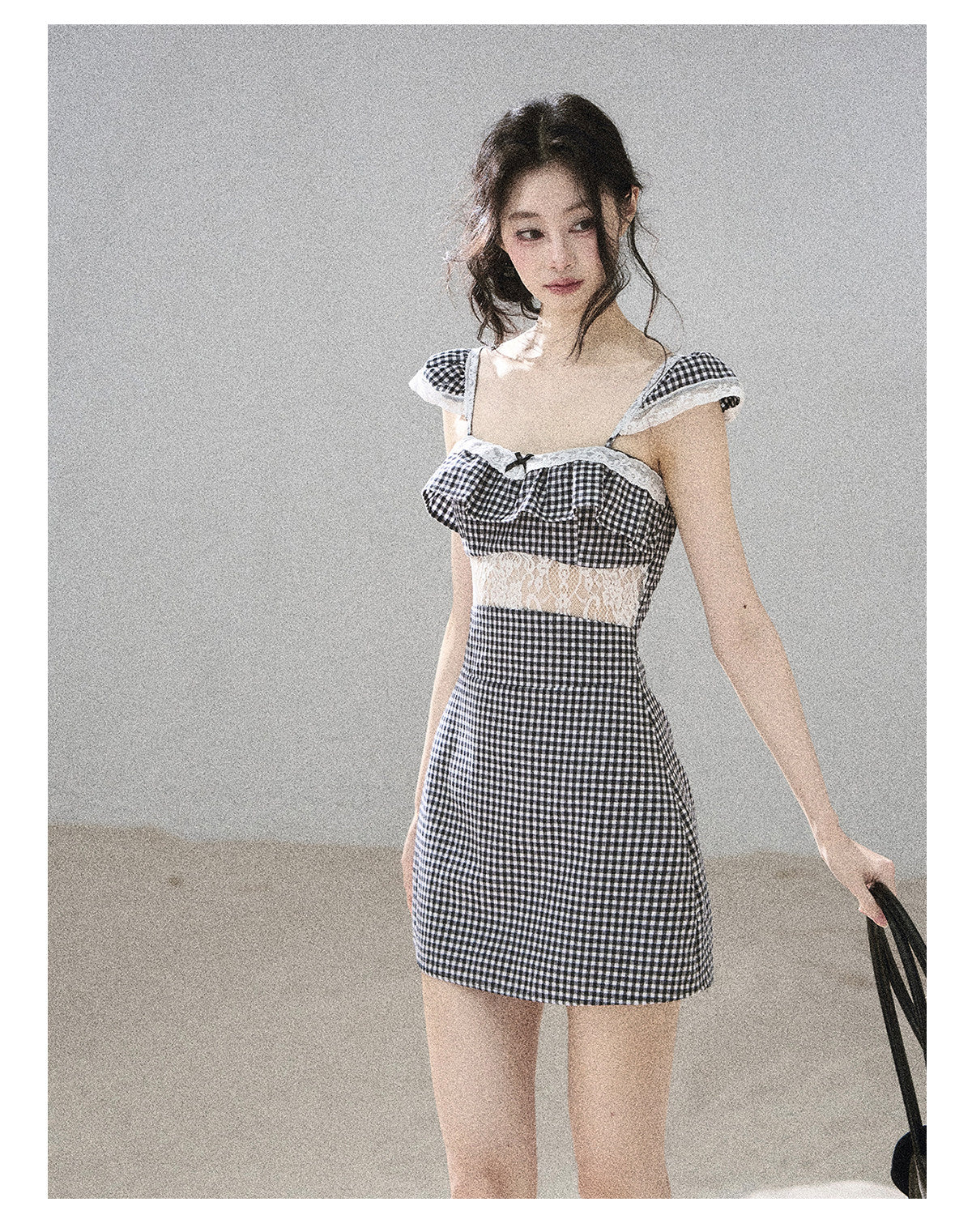 ShaoYeYan Aomalm She in Old Film Frames French Lace Plaid Dress