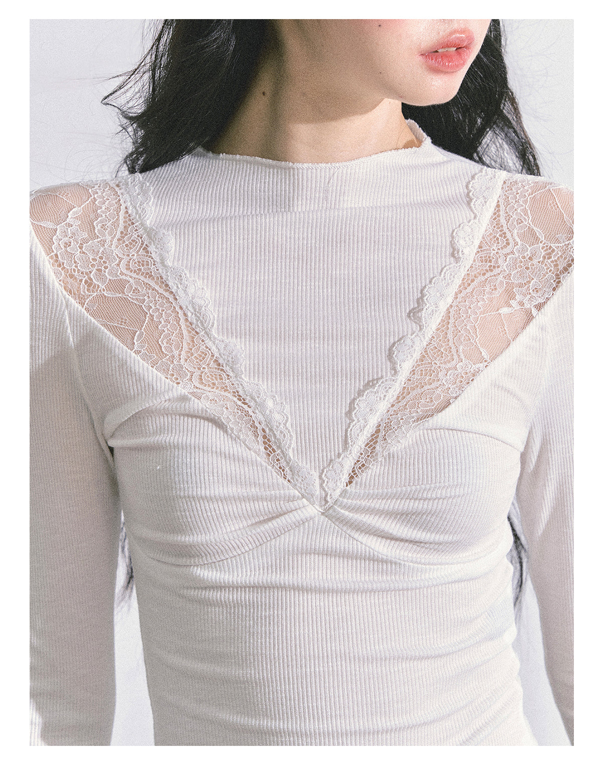 ShaoYeYan Showa Era Heiress Long Sleeve Lace Knit Crop Top