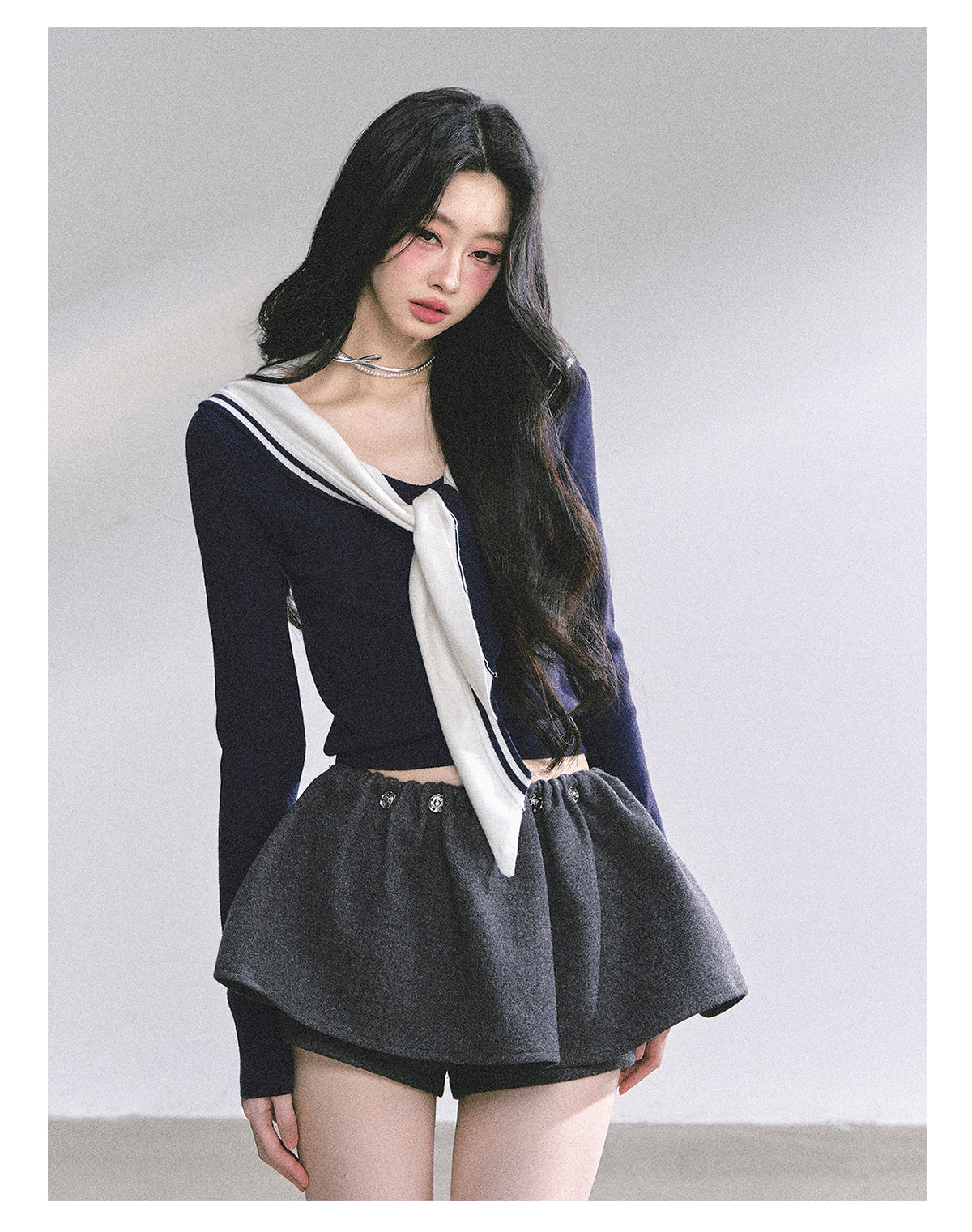 SHAOYEYAN American Long Sleeve Sailor Collar Slimming Tee