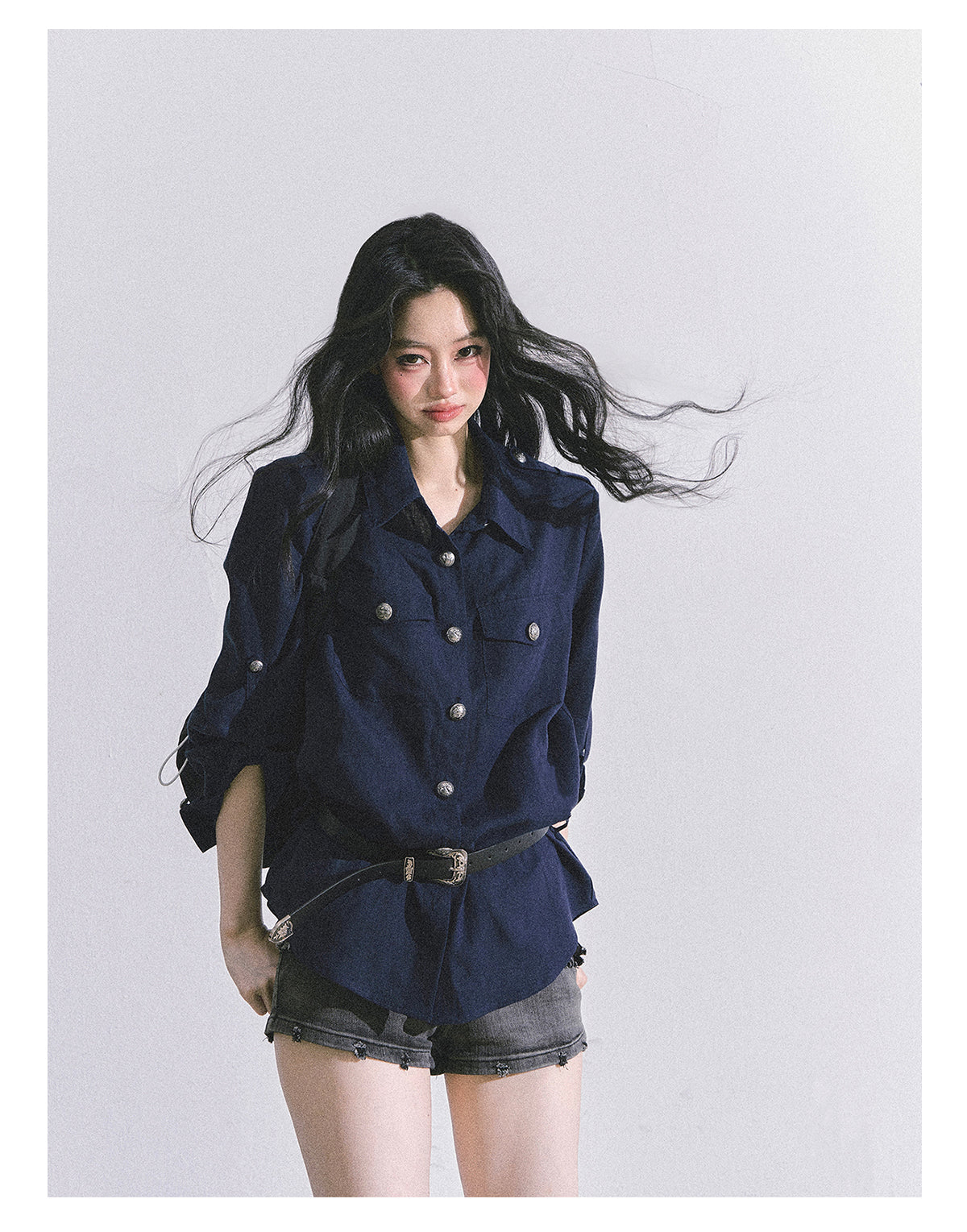 SHAOYEYAN Classic Basic Blouse (with shoulder pads and belt)