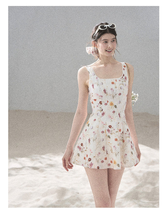 ShaoYeYan Aomalm Chamomile Summer French Lace Floral Strap Dress