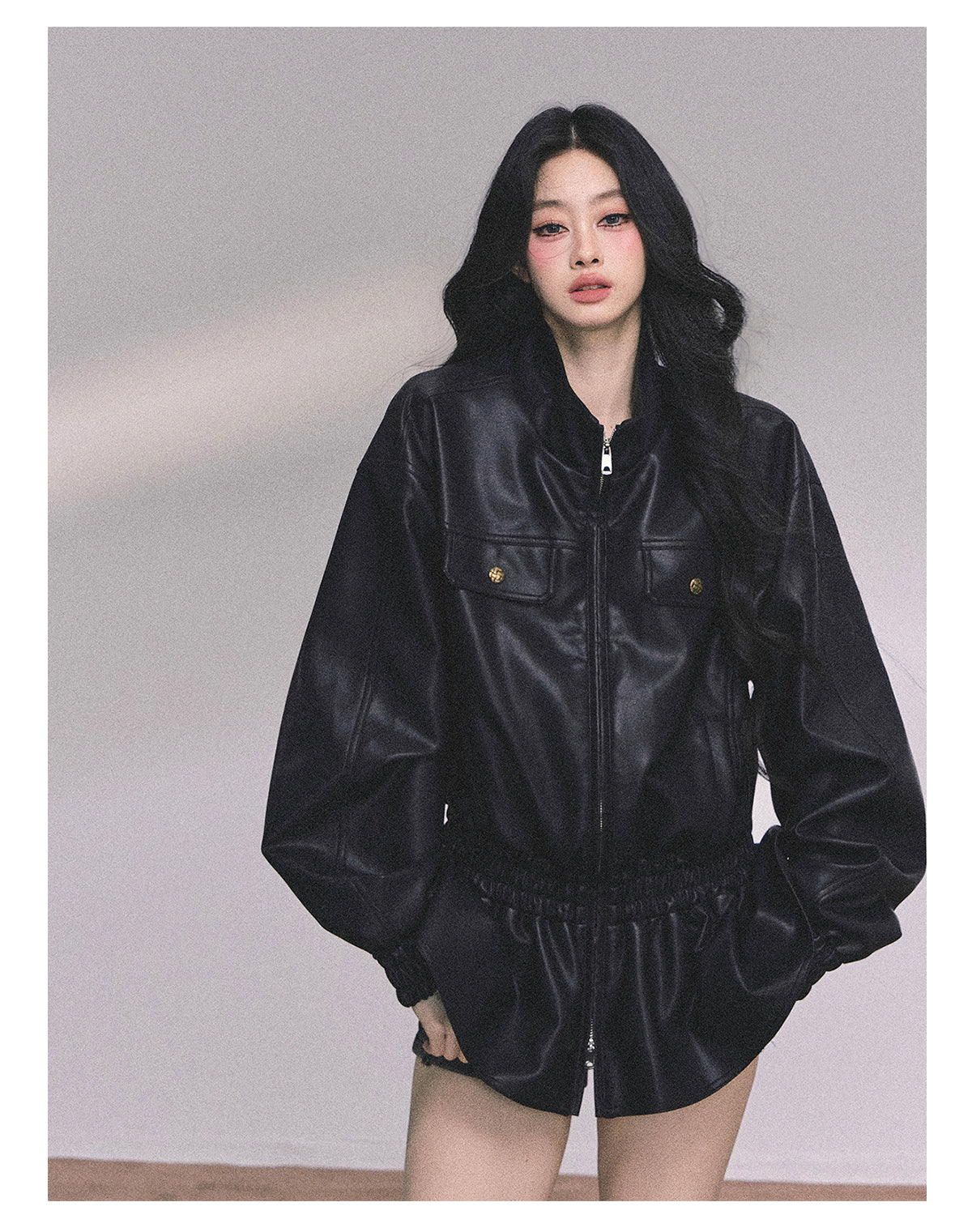 ShaoYeYan Ethiopian Wilderness Loose Fit Biker PU Leather Jacket