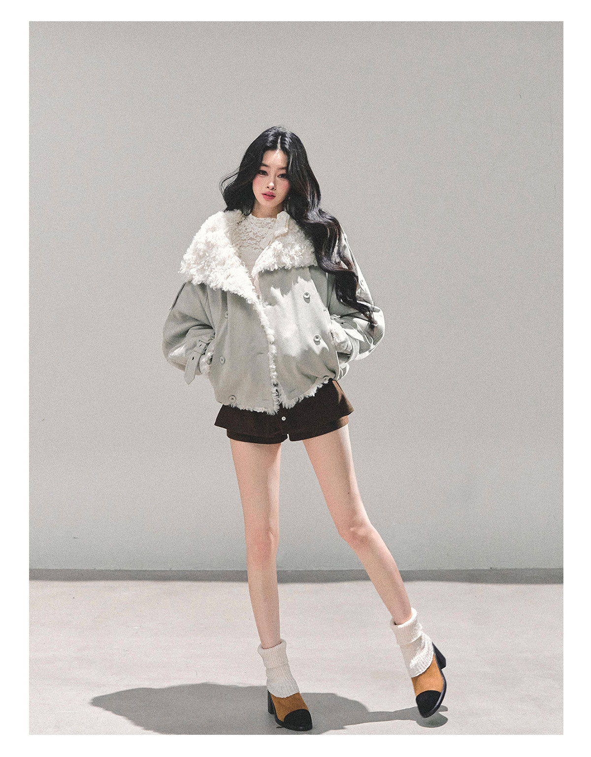 ShaoYeYan Fluffy Winter Lamb Fur Coat