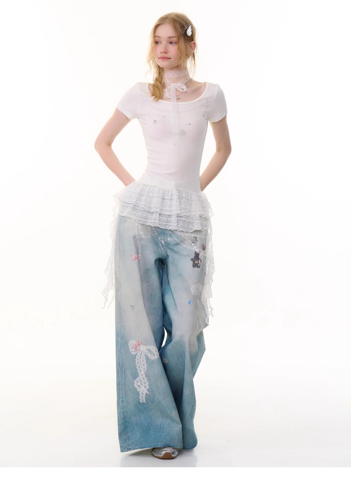 ziziFei Retro Chain Print Corset Tee