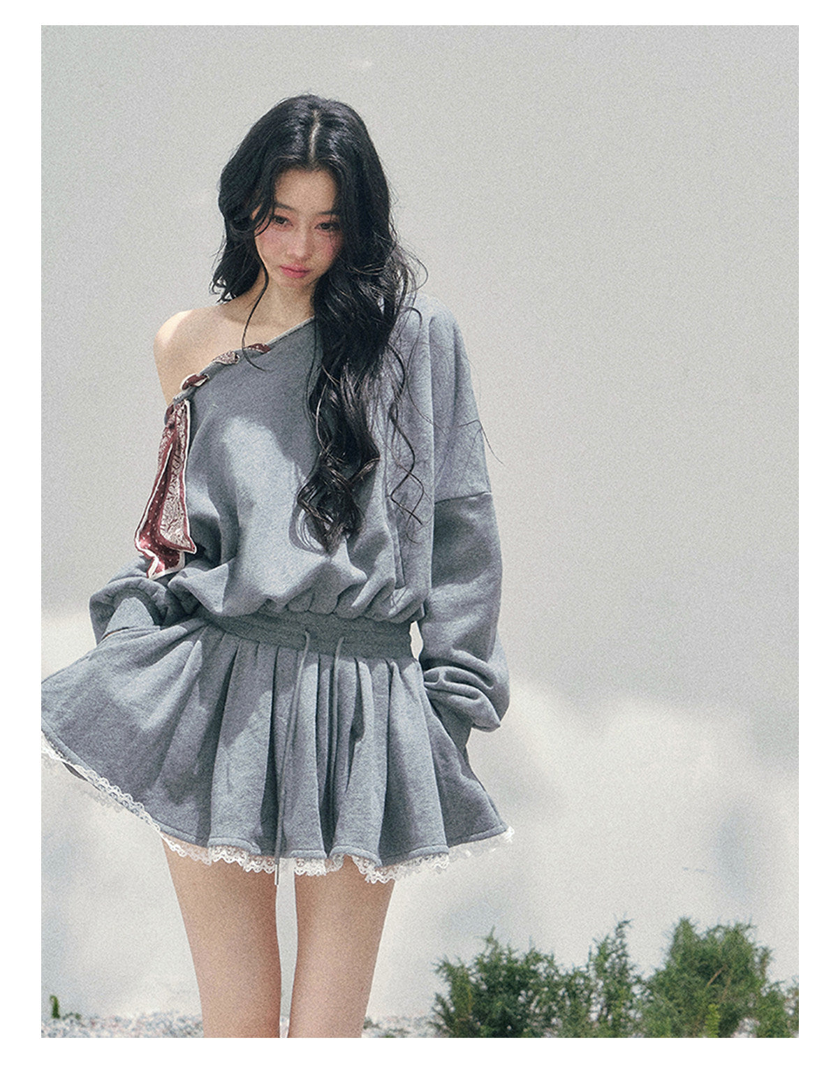 ShaoYeYan Aomalm Wind Like a Maiden Off-Shoulder Sweater Dress