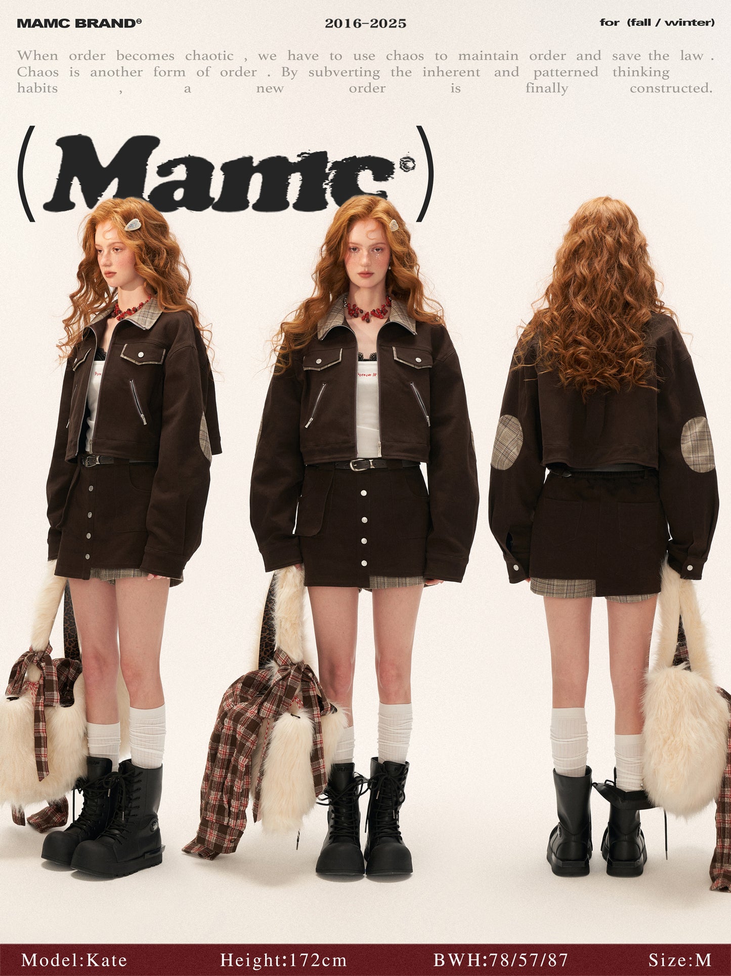 MAMC Retro Plaid Patchwork Blazer Jacket & Skirt Set