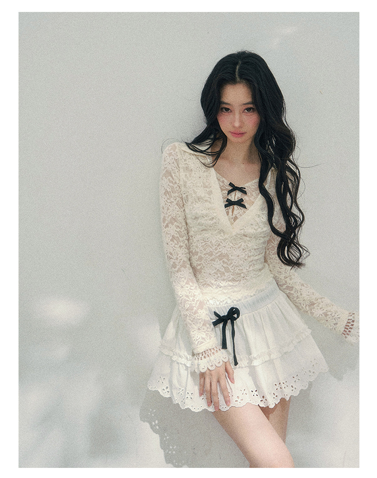 ShaoYeYan Aomalm Out-of-Focus Monologue Fake Two-Layer Lace Top