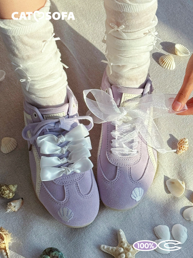 Cat&Sofa Seashell Violet Retro Sneakers