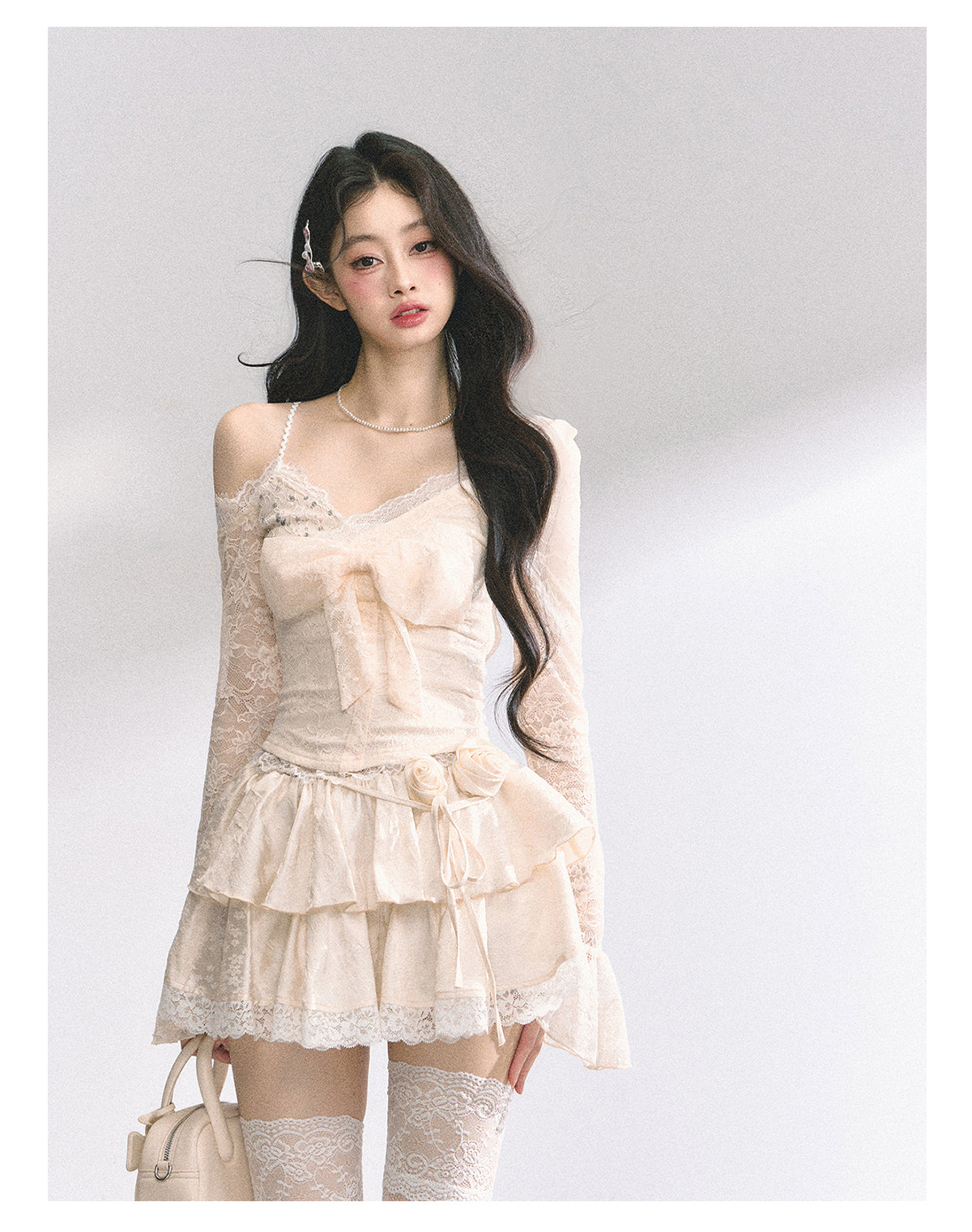 SHAOYEYAN French Lace Floral Mini Skirt