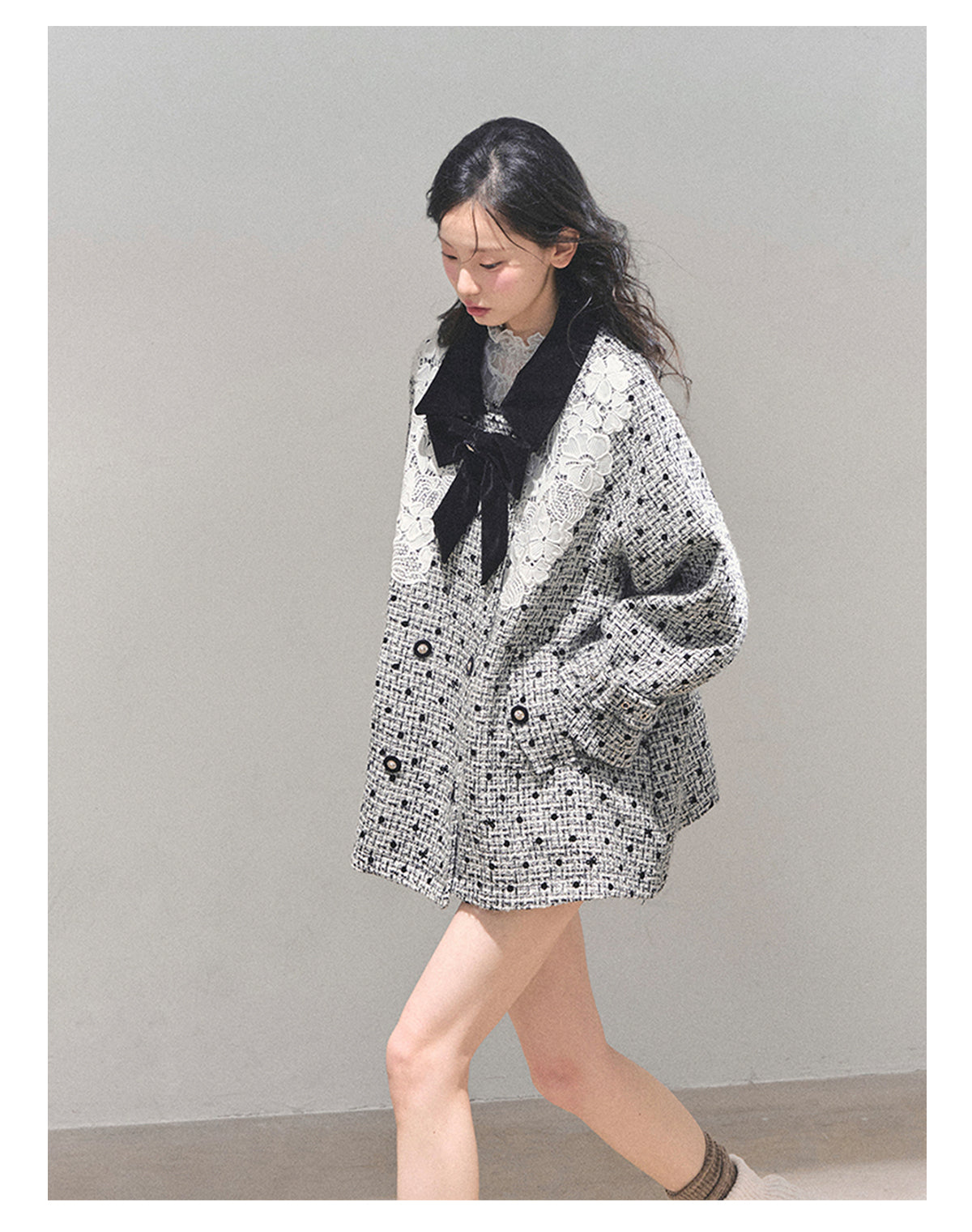 ShaoYeYan Aomalm Out of Focus Moment Lace Plaid Coat