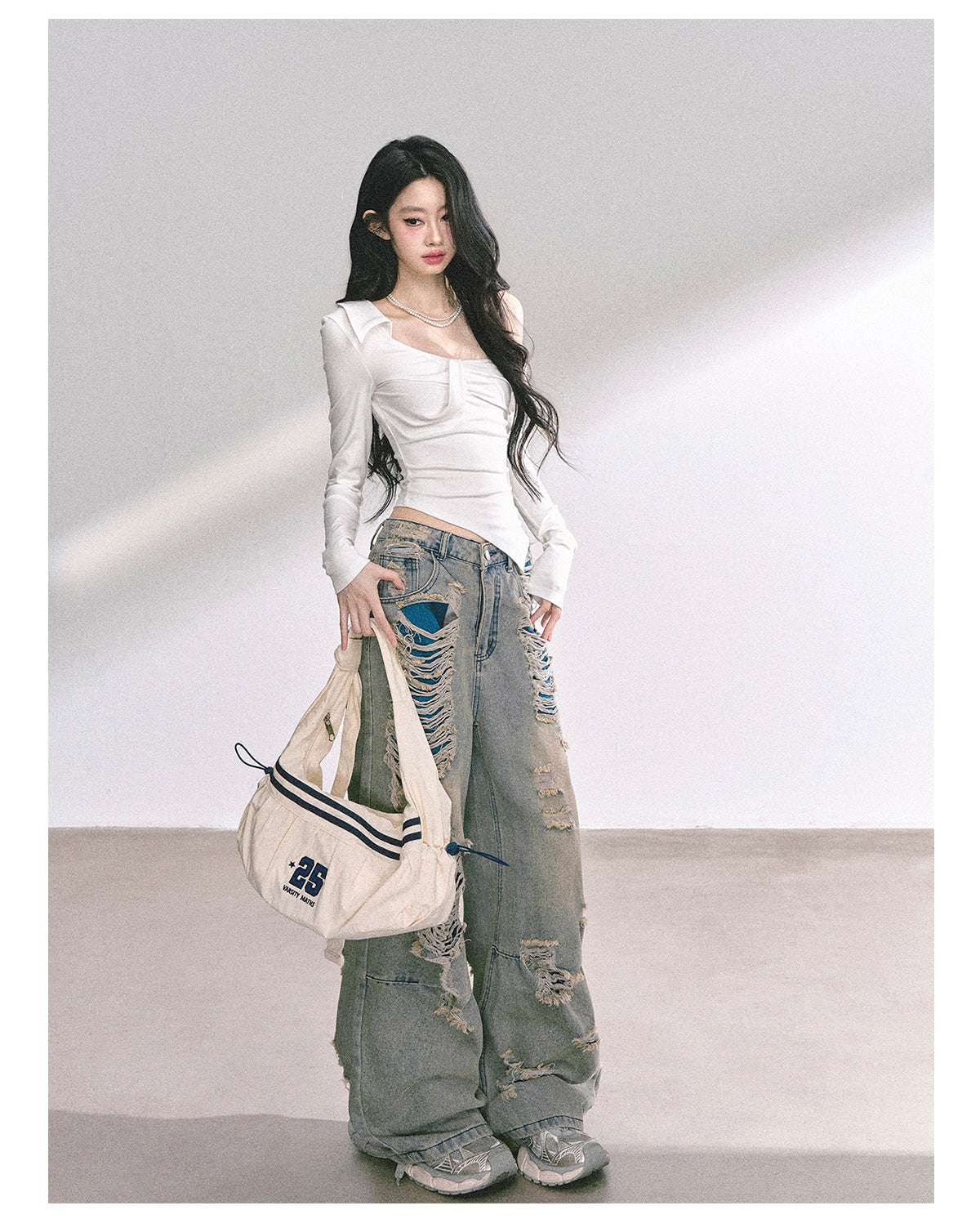 SHAOYEYAN Korean Style Asymmetric Off-Shoulder Top