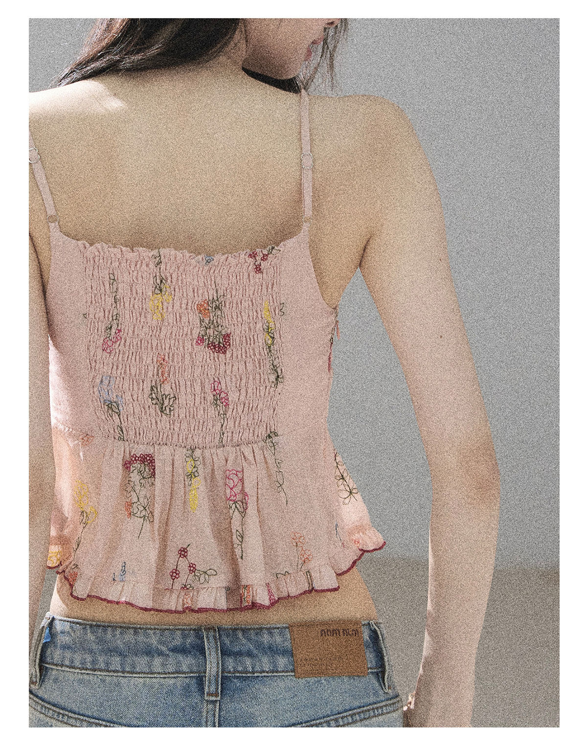 ShaoYeYan Aomalm Wildly Growing Flowers Lace Floral Ramie Top