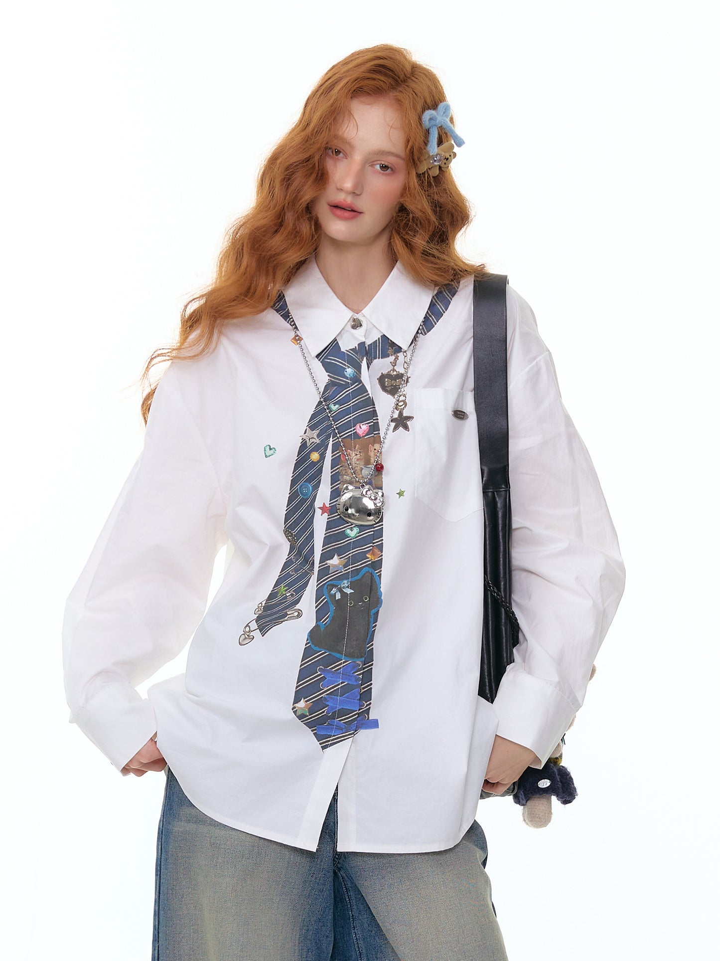 ZiziFei "Executive Play" Tie-Print Shirt