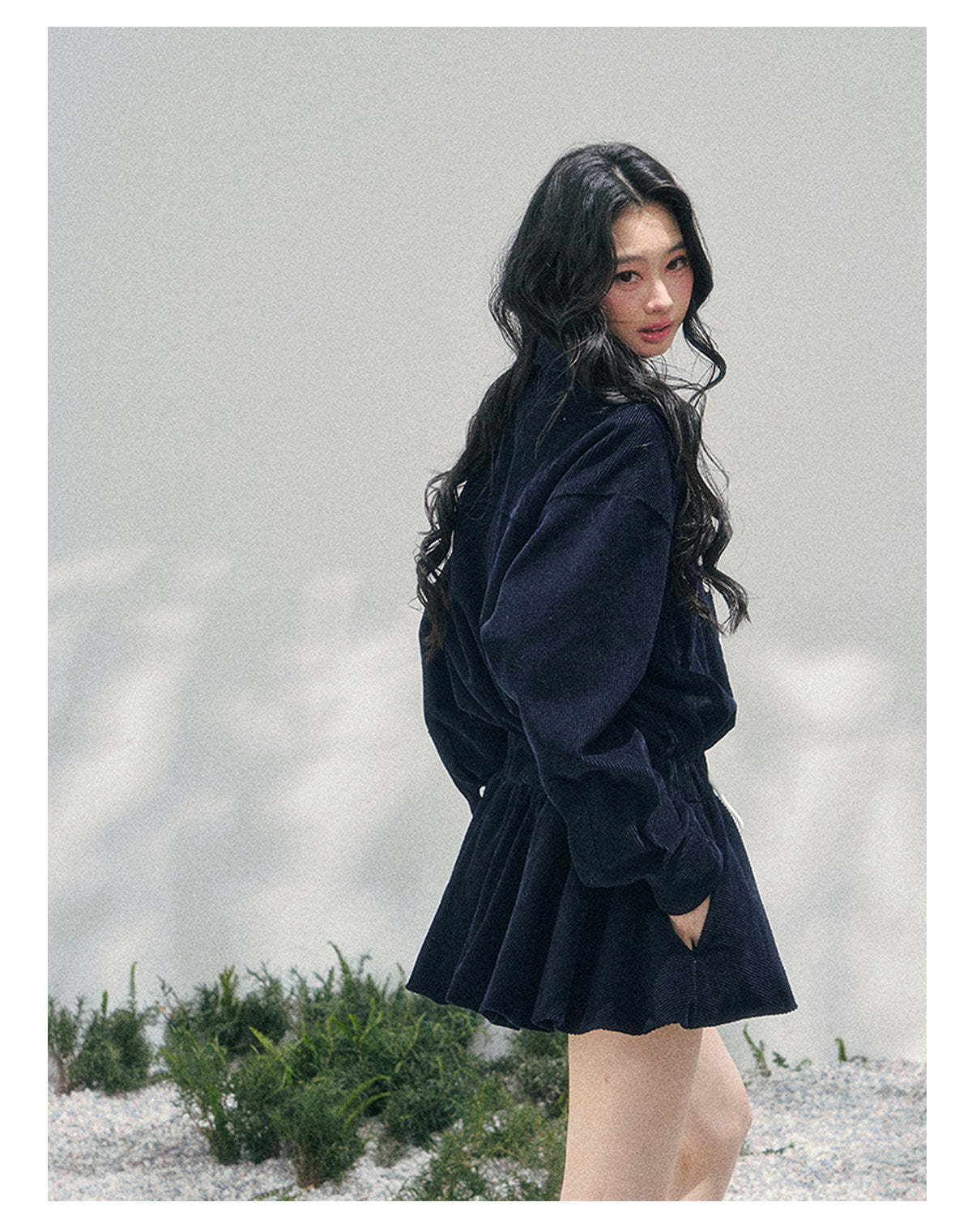 ShaoYeYan Aomalm Brewer Academy Fake Two-Layer Corduroy Dress