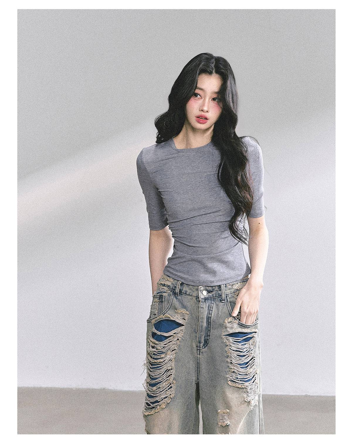 SHAOYEYAN Back Butterfly Lace Waist-Defining Tee