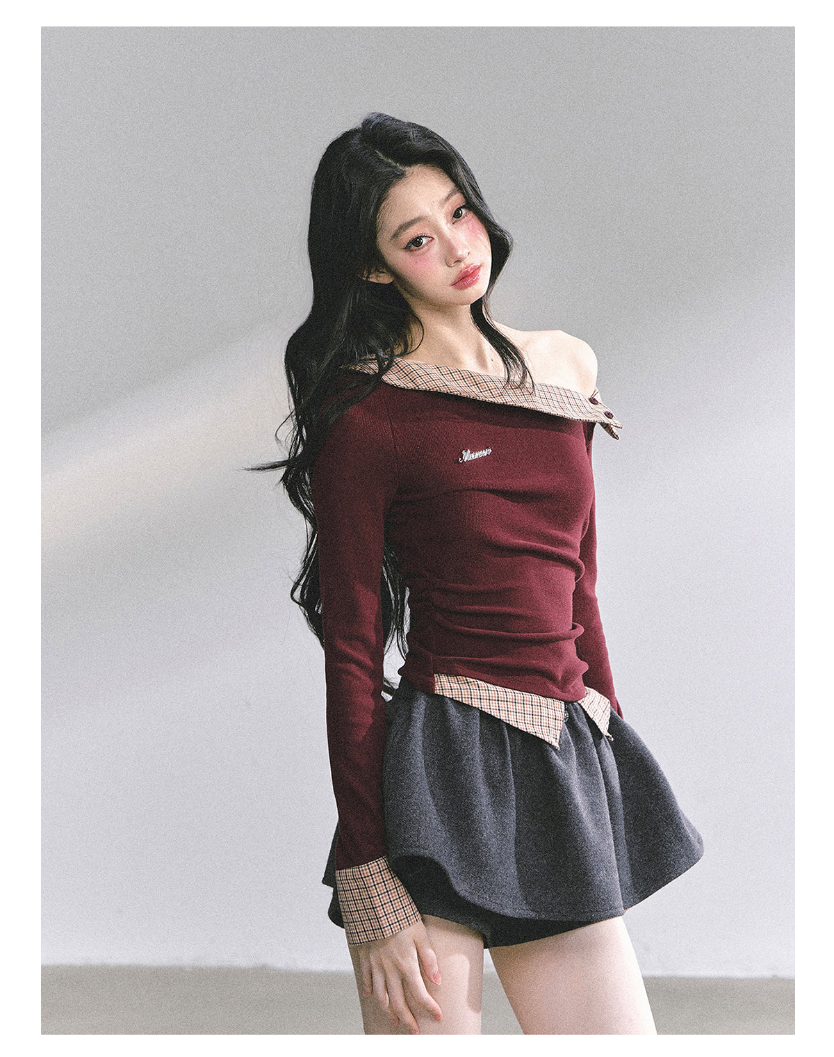 SHAOYEYAN Mock Two-Layer Waist-Defining Striped Tee