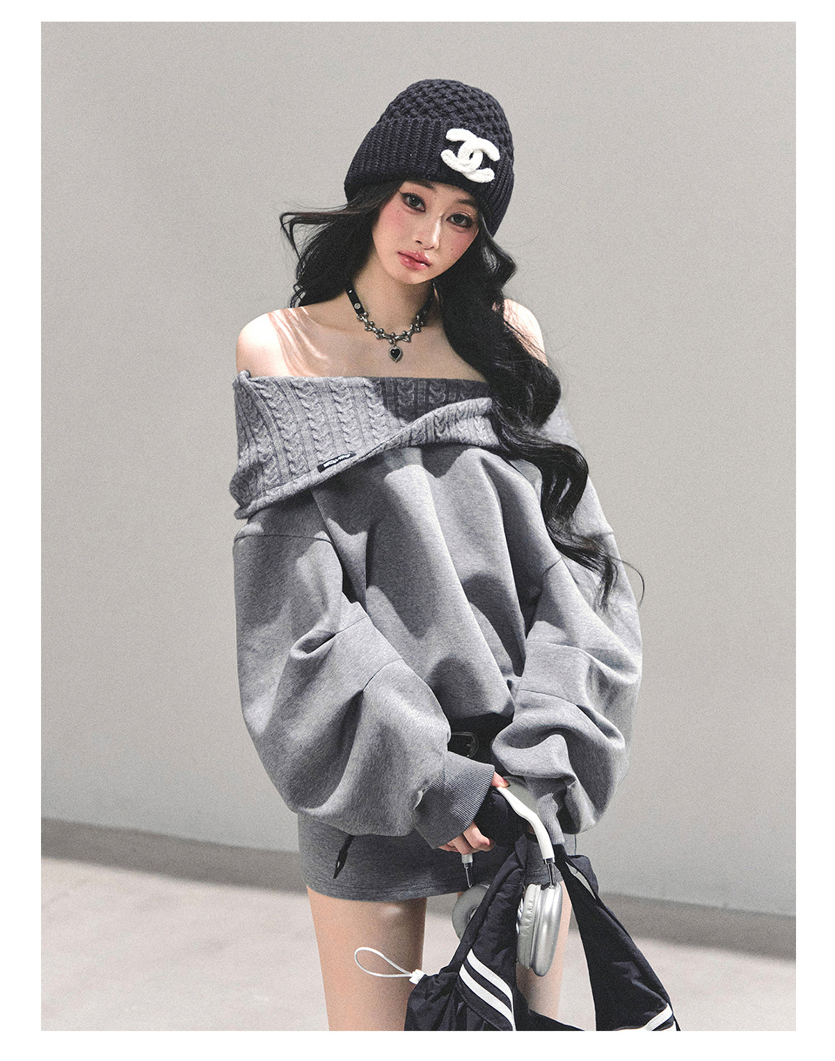 SHAOYEYAN Fake Two-Piece Oversized Hoodie Dress (with belt)