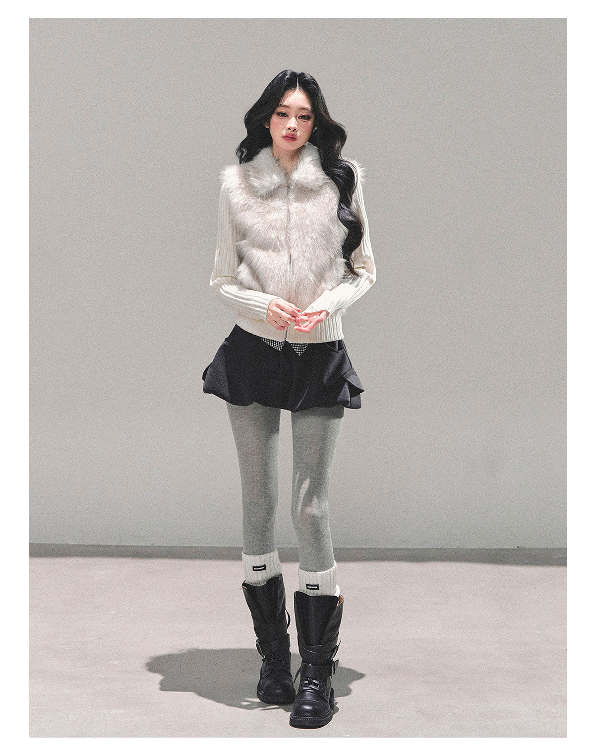 ShaoYeYan Soft Landing Fake Two-Layer Knit Coat