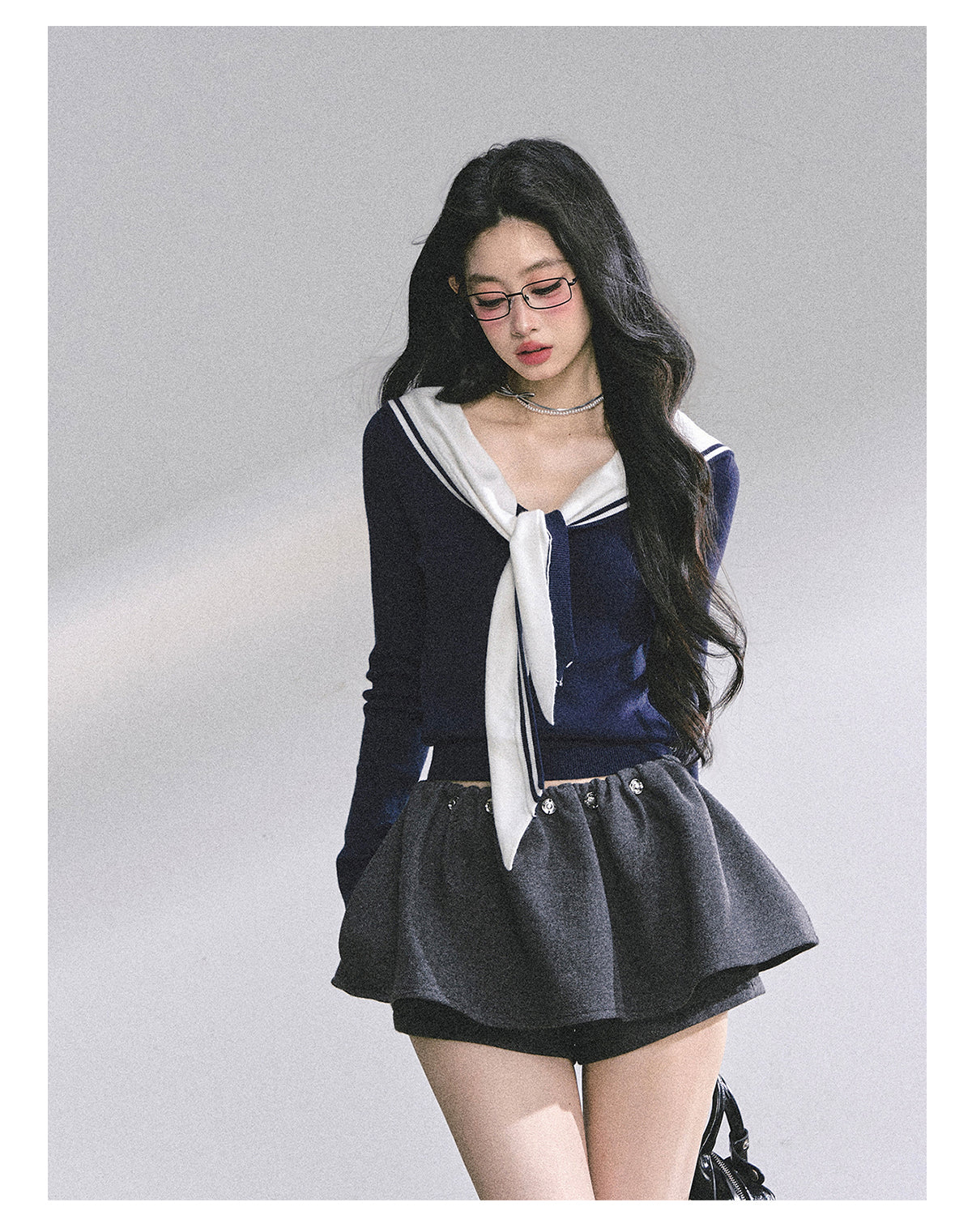 SHAOYEYAN American Long Sleeve Sailor Collar Slimming Tee