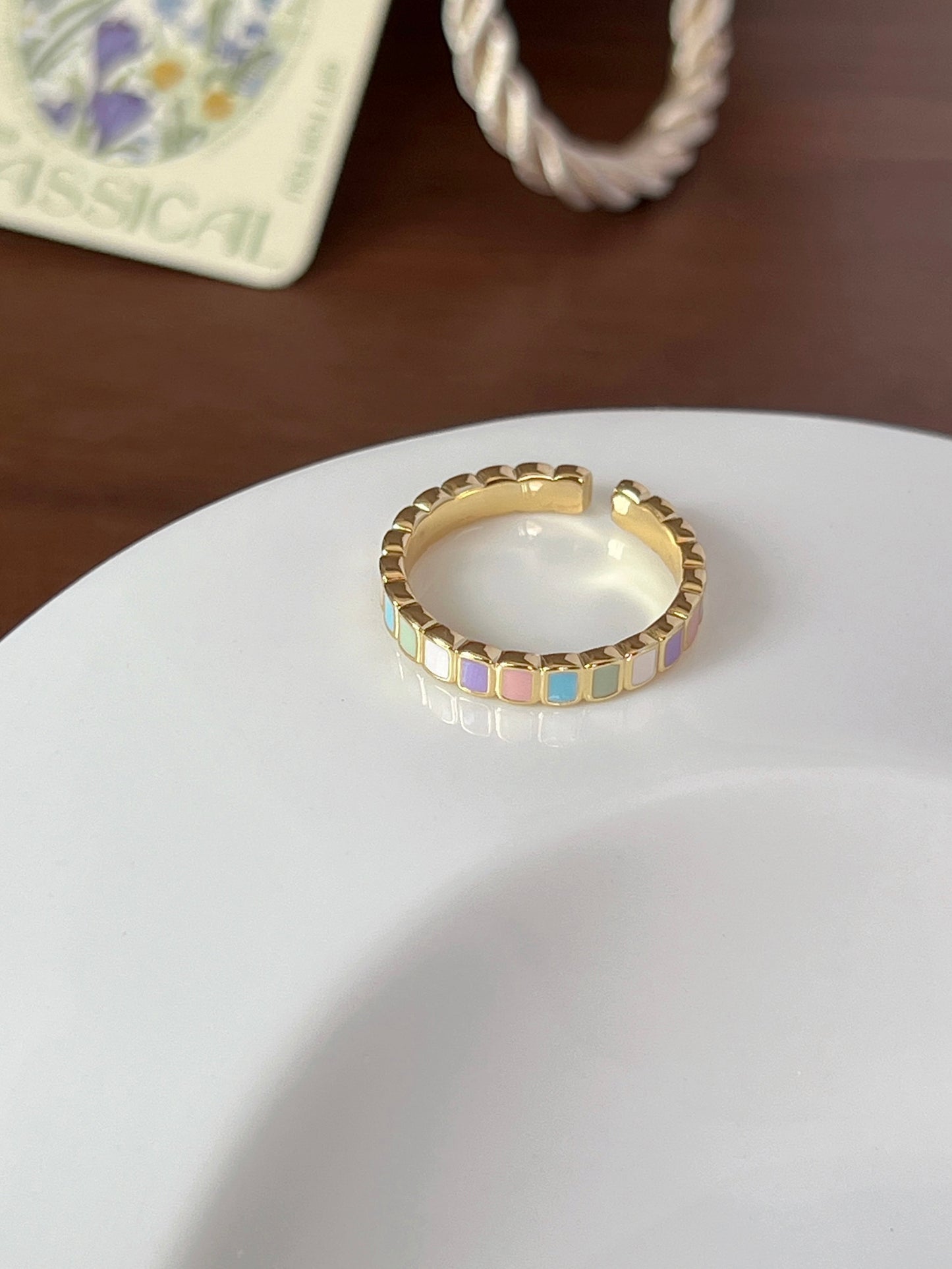 VIGVOG Geometric Chrome Rings