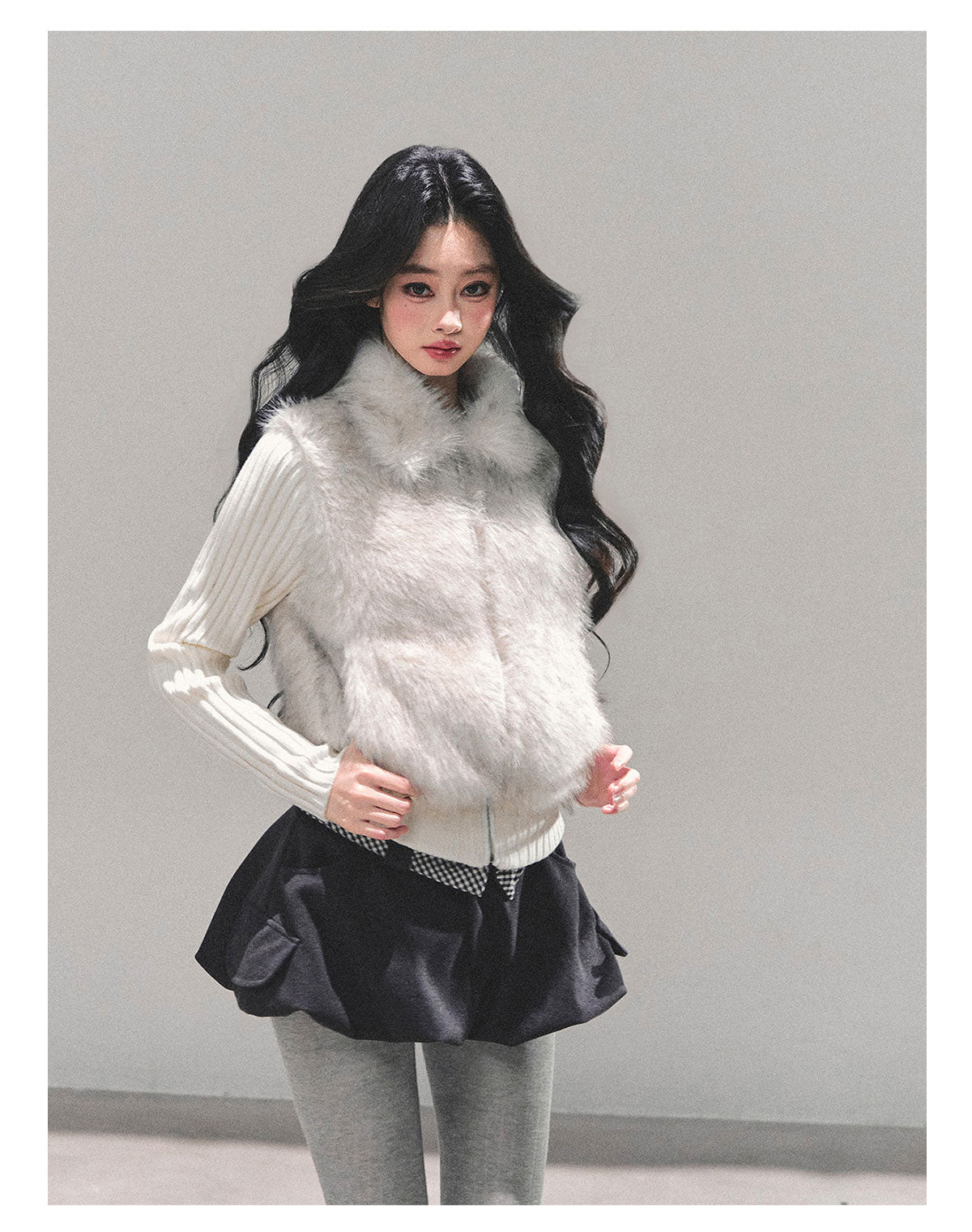 ShaoYeYan Soft Landing Fake Two-Layer Knit Coat