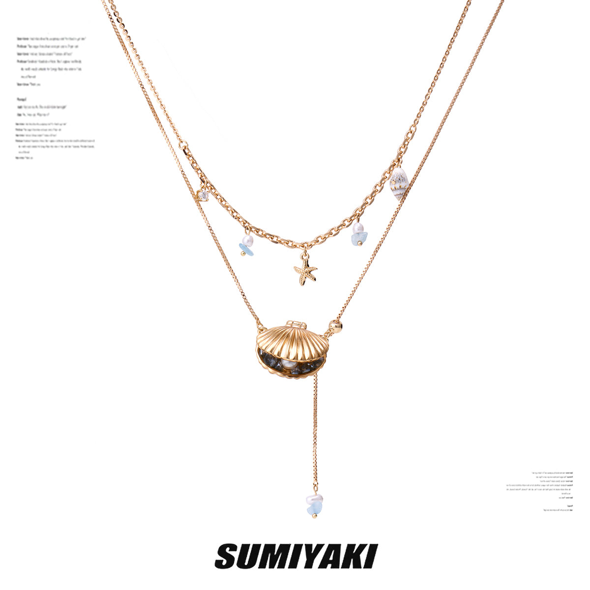 SUMIYAKI Ocean Golden Shell & Pearl Necklace & Bracelet