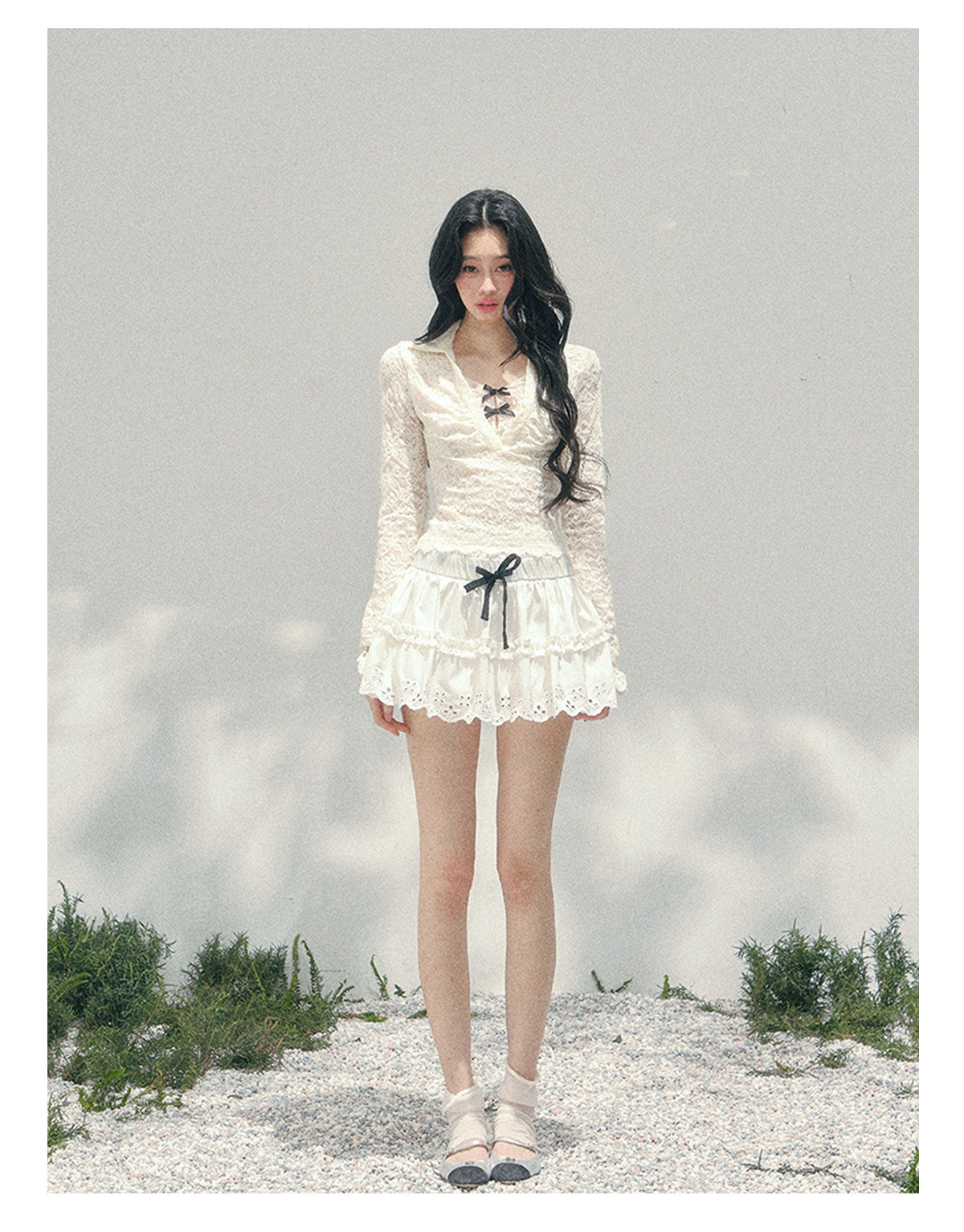 ShaoYeYan Aomalm Out-of-Focus Monologue Fake Two-Layer Lace Top