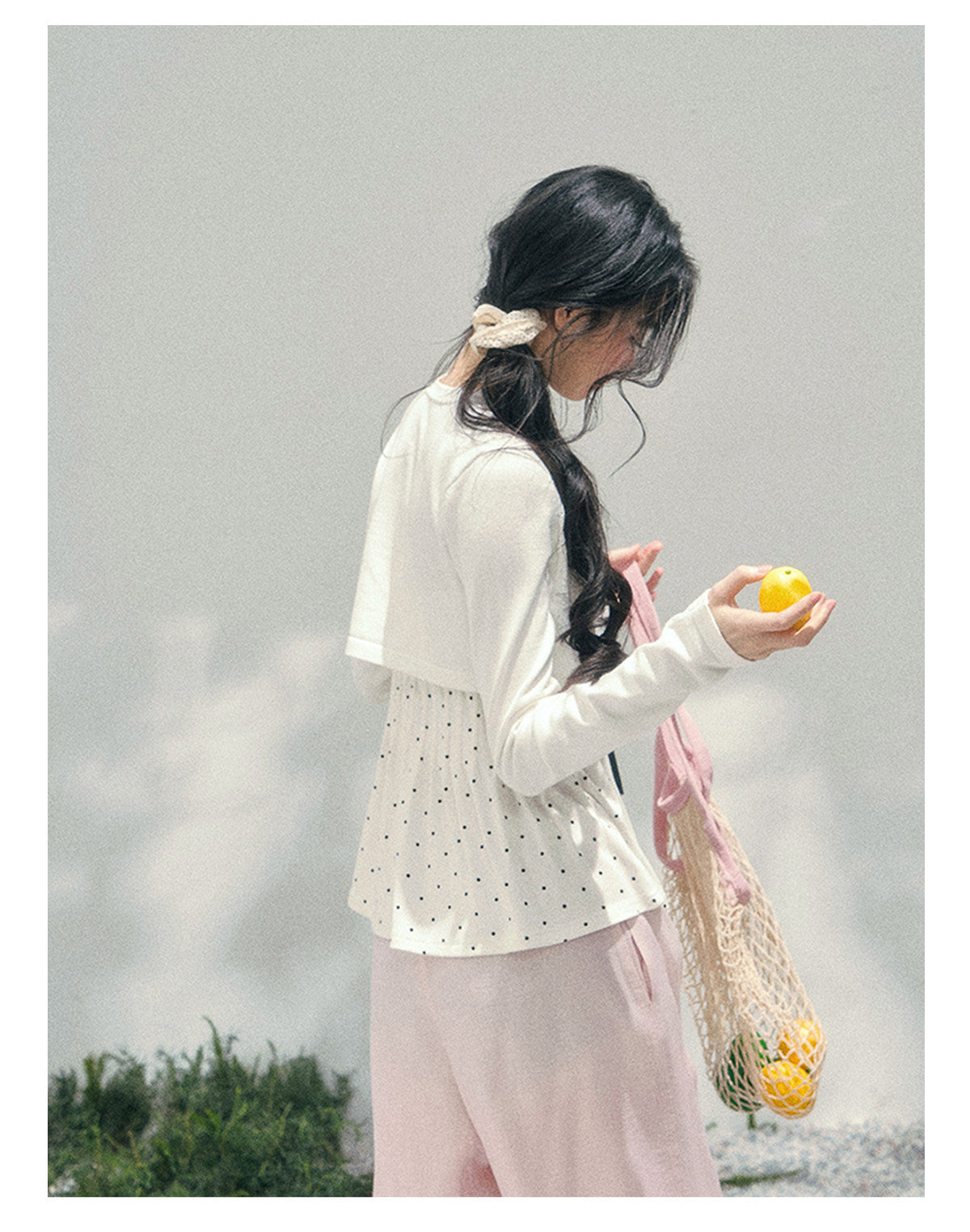 ShaoYeYan Aomalm Polka Dot Brandy French Lace Top & Jacket Set