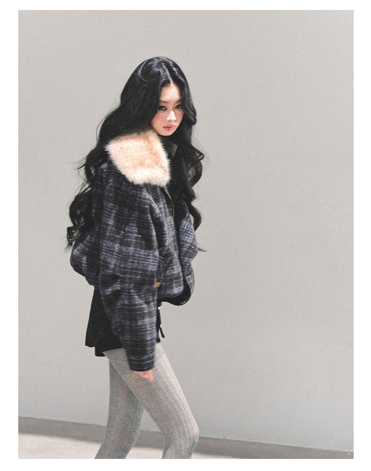 ShaoYeYan She's Less Gorgeous Than Fireworks Plaid Padded Coat