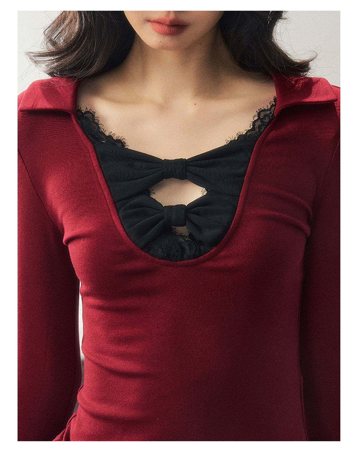 ShaoYeYan Aomalm Silent Resonance Bow Lace Top