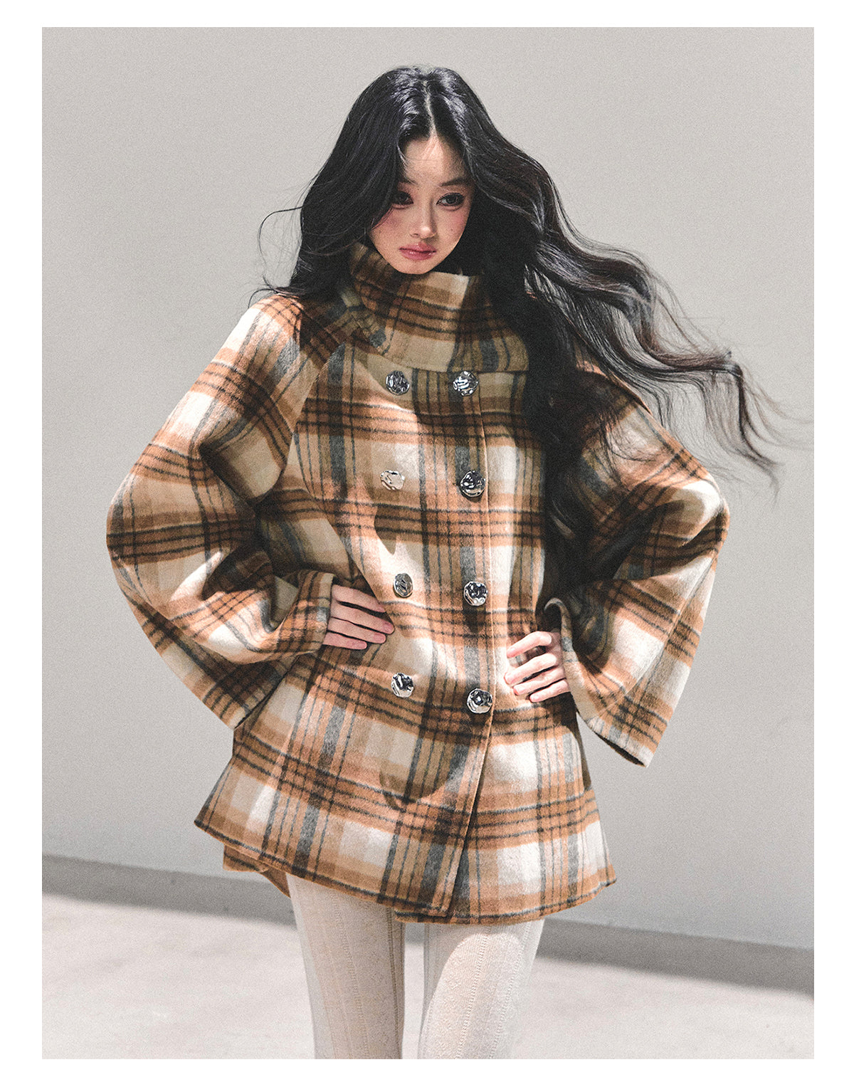 ShaoYeYan Hidden Grid Secret Wool Coat