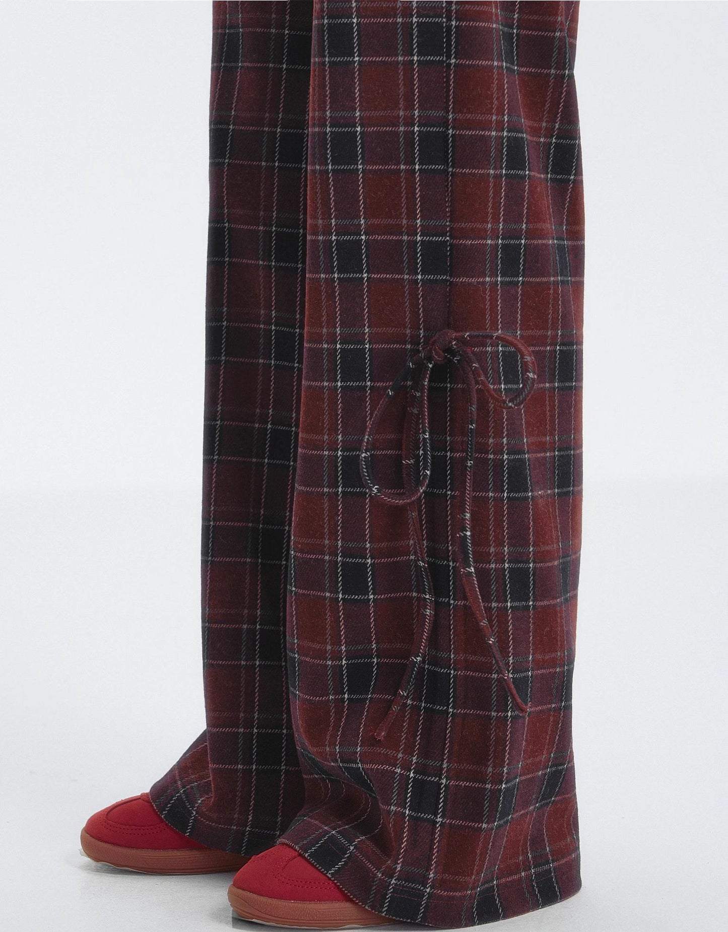 SOMESOWE Plaid Drawstring Trousers