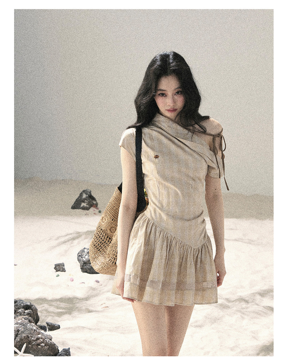 ShaoYeYan Aomalm Traces of the Wind Wasteland Off-Shoulder Dress
