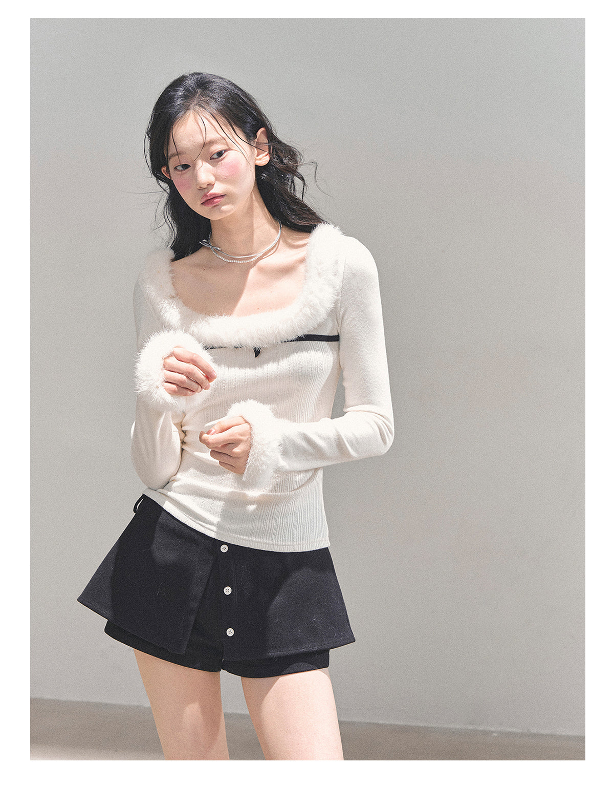 ShaoYeYan Aomalm Hidden in Moonlight Plush Knit T-Shirt