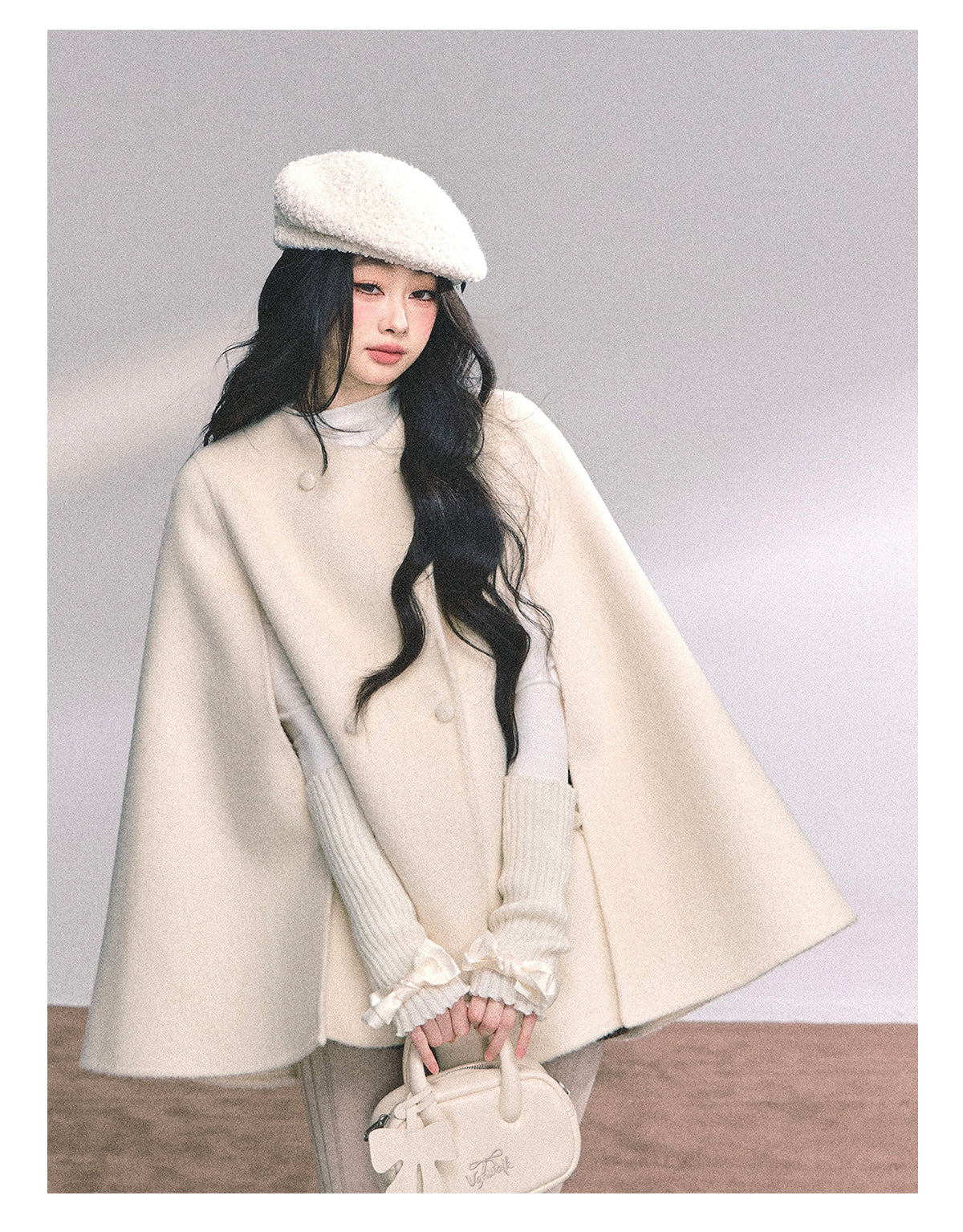 ShaoYeYan Snowy Pearl French Rich Girl Wool Coat